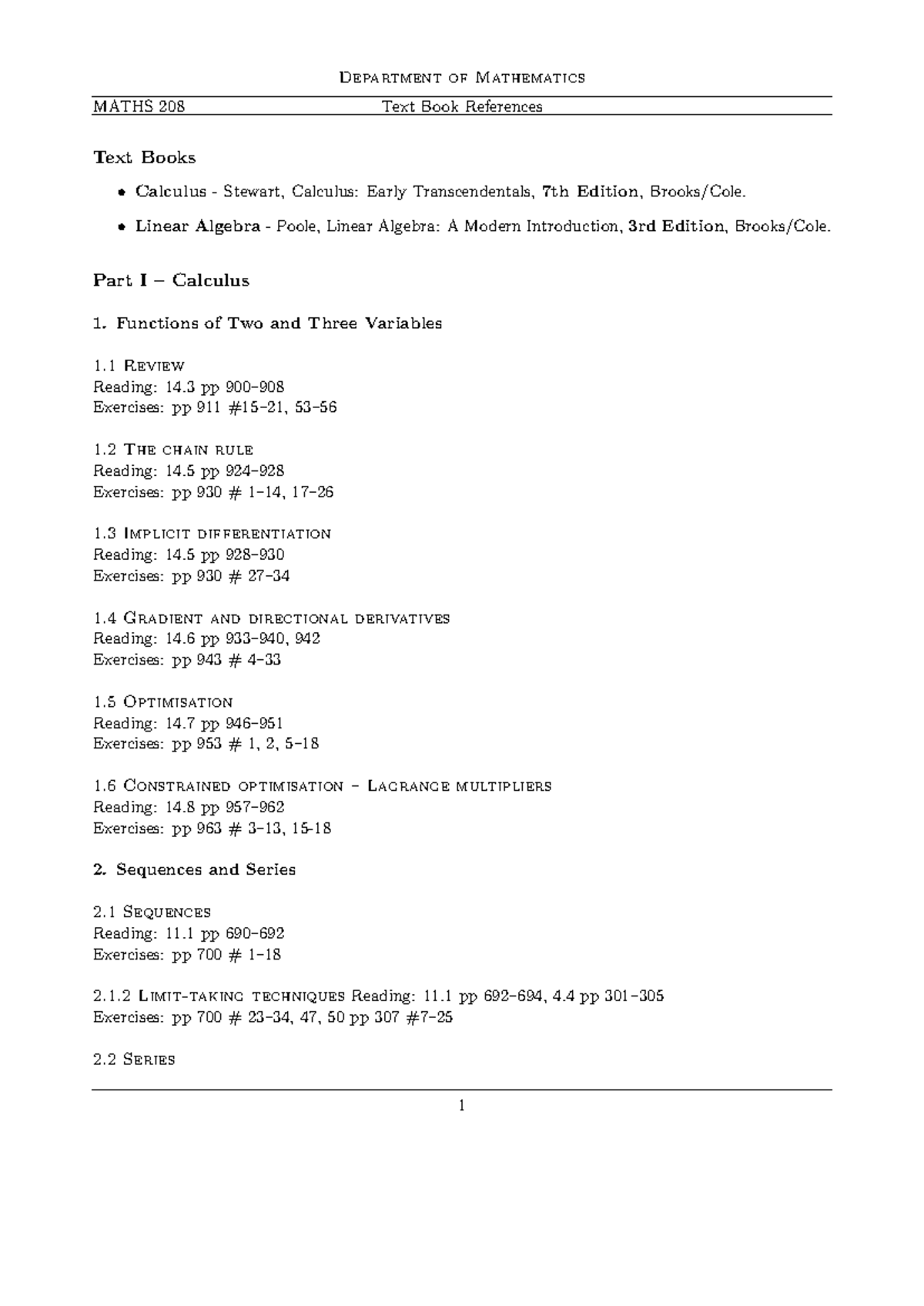 MATHS 208 Textbook Exercises & Study Guide: Calculus & Linear Algebra ...