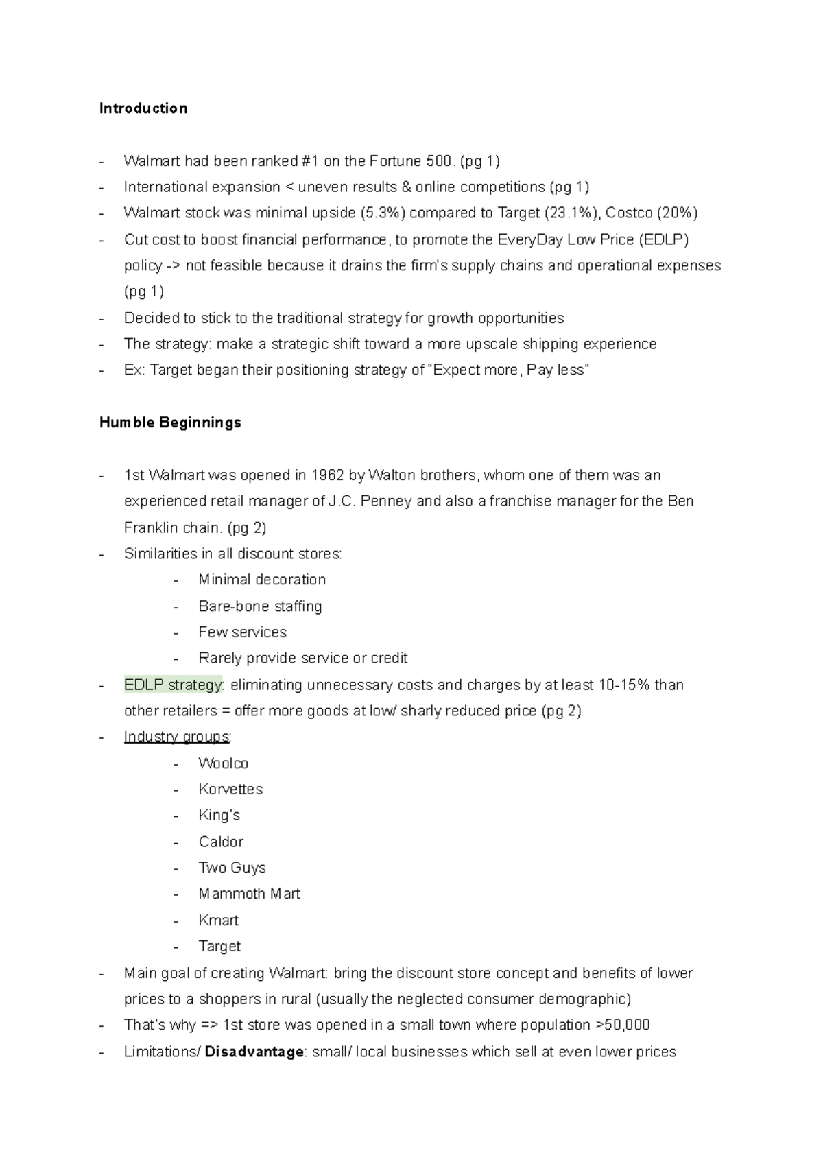 Walmart Case Study Analysis - MGMT 449: Strategies & Challenges - Studocu