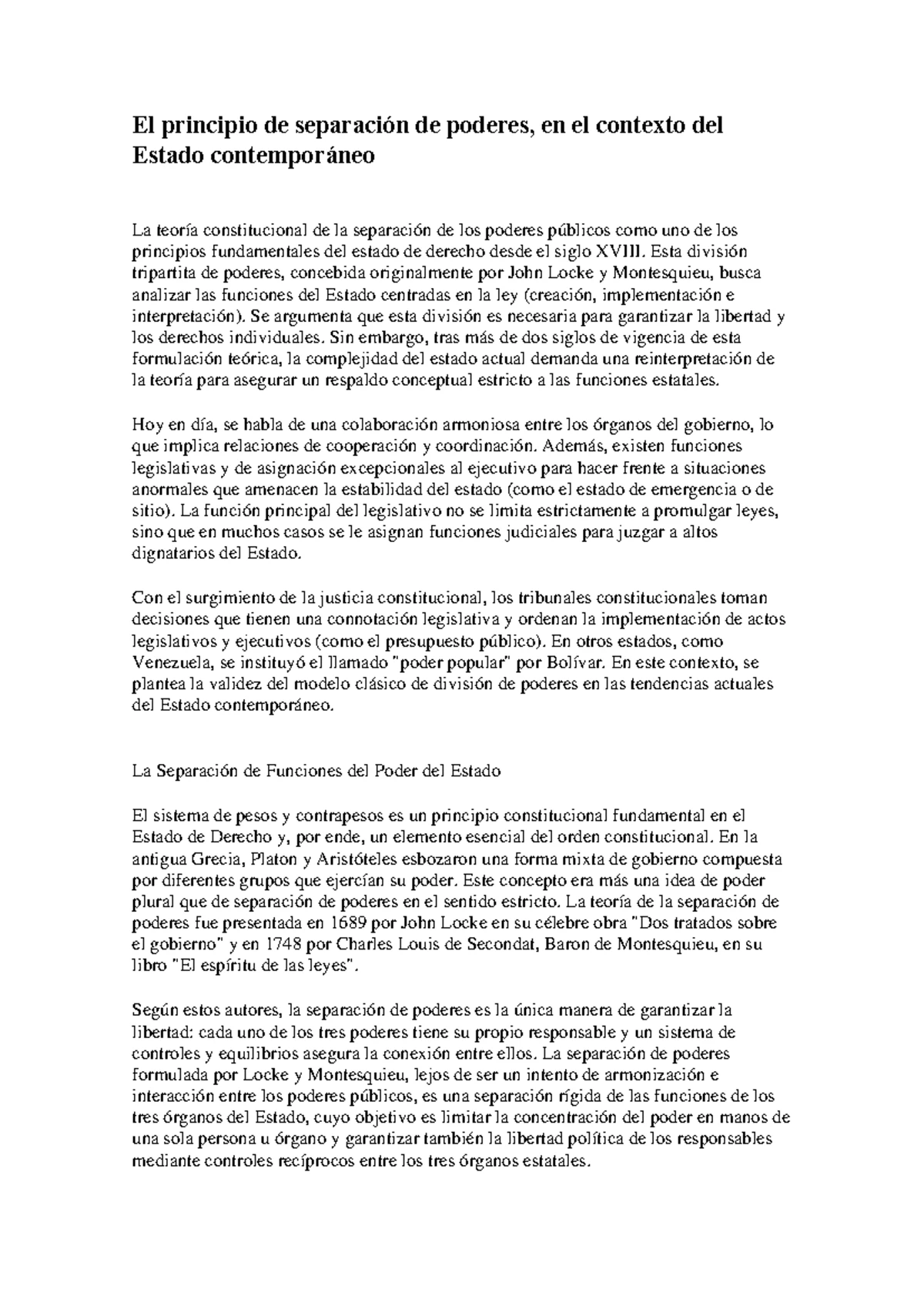 El principio de separación de poderes - Despues de dos siglos de ...