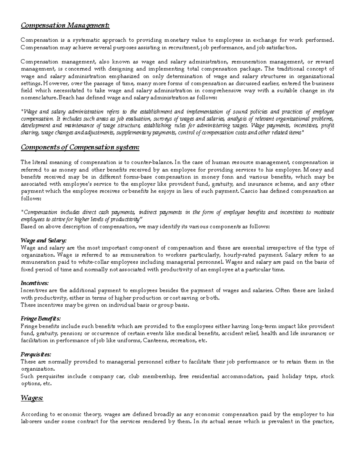 Compensation Management Overview: Key Insights from Chapter 4 - Studocu