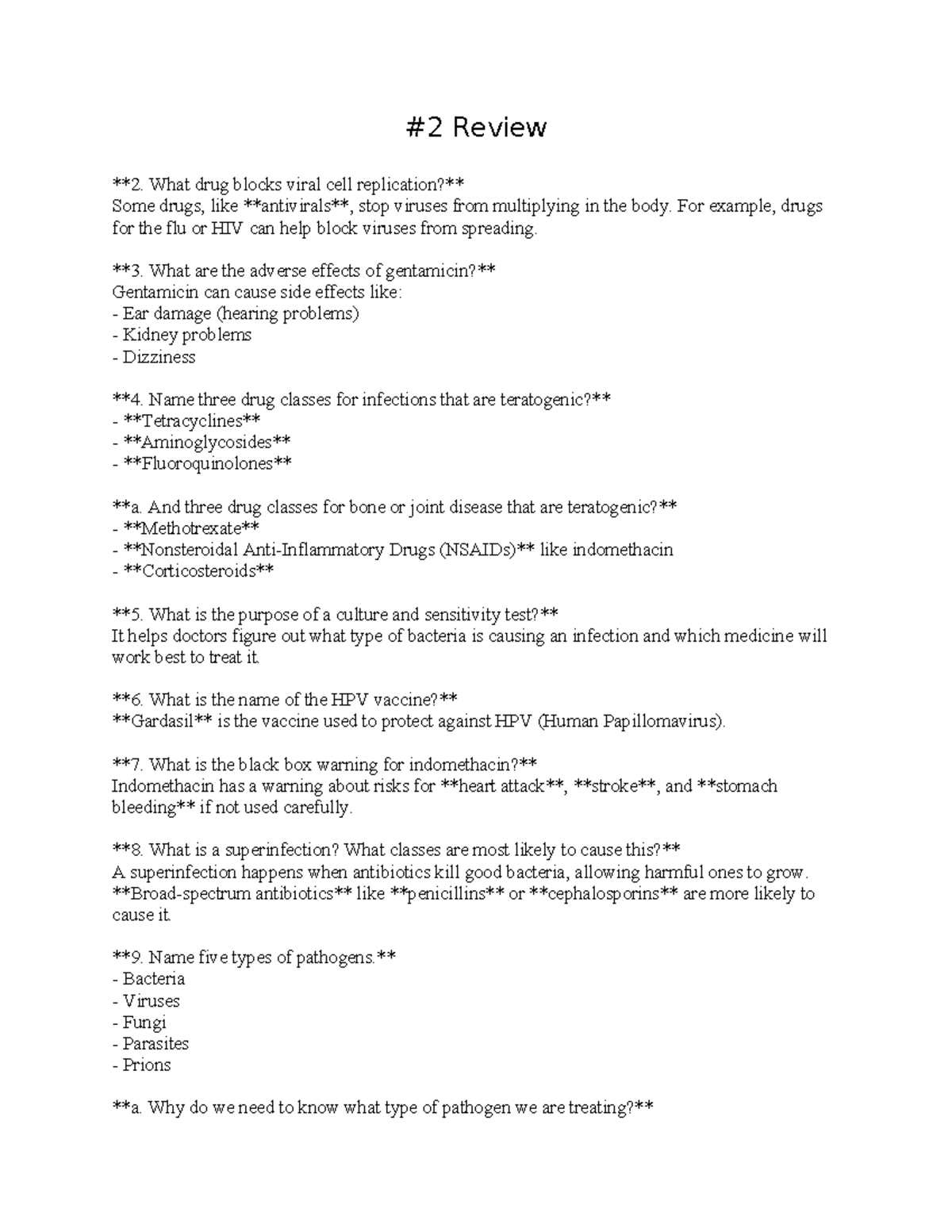 #2 Pharm Exam Review Study Guide: Key Concepts and Drug Effects - Studocu