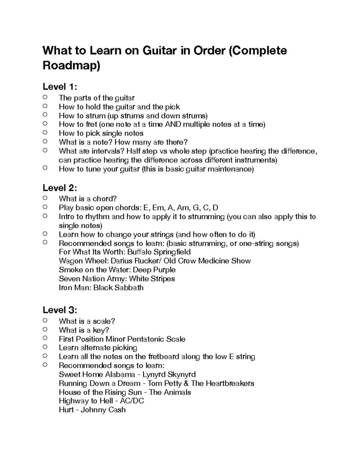 Guitar Mastery Roadmap: Level 1-8 Learning Guide - Studocu