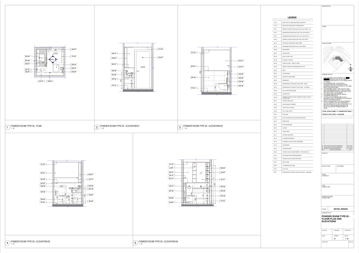 3011 - Powder Room Design Submission: Floor Plan & Elevations - Studocu