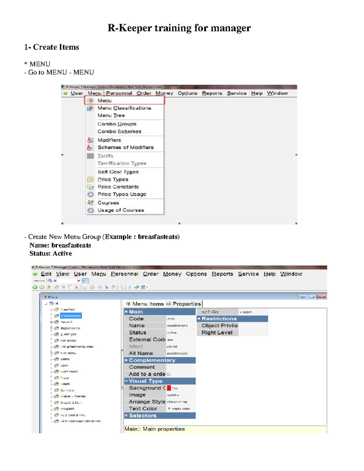 RK7 Manager User Guide: Menu Creation, Personnel, and Discounts - Studocu