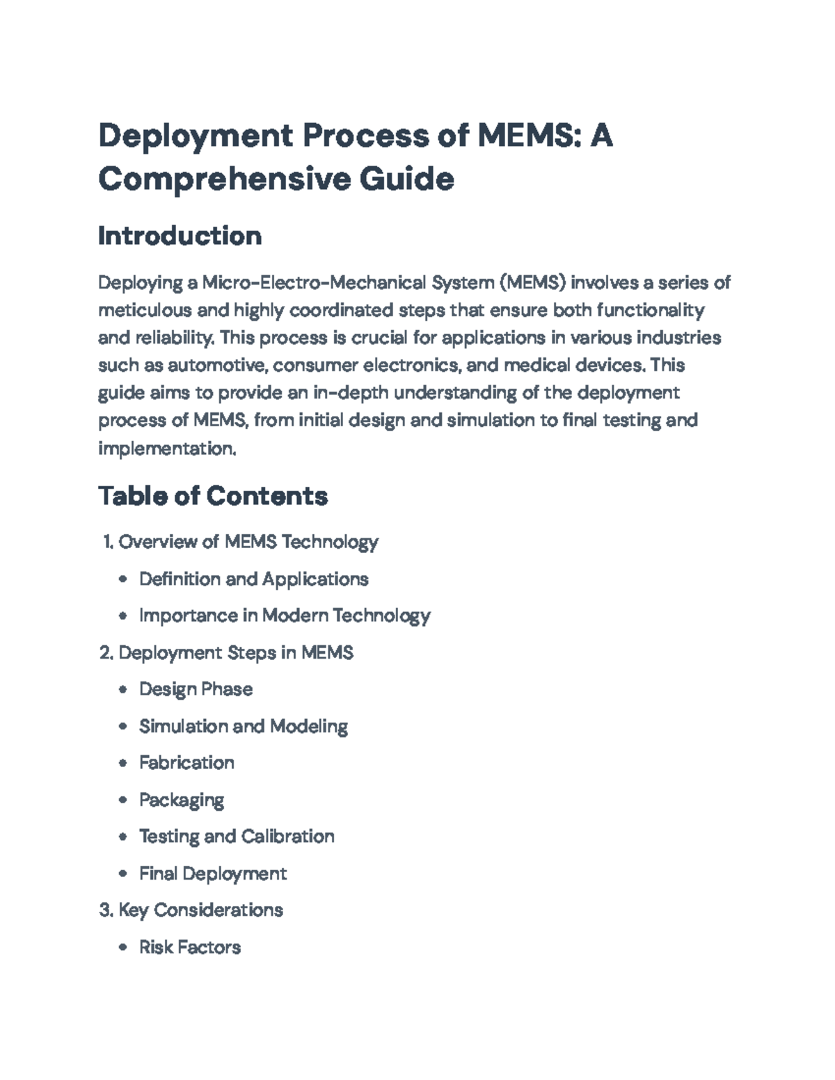 Comprehensive Guide to MEMS Deployment Process: Steps & Considerations ...