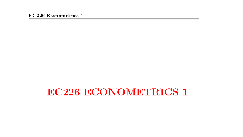 EC226 Econometrics 1 Exam Formula Sheet and Key Concepts - Studocu