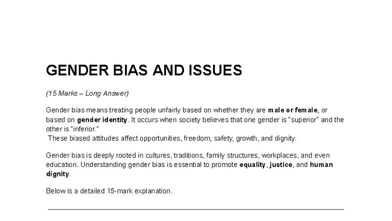 HVE-4 - AI3021: Understanding Gender Bias and Its Impacts - Studocu