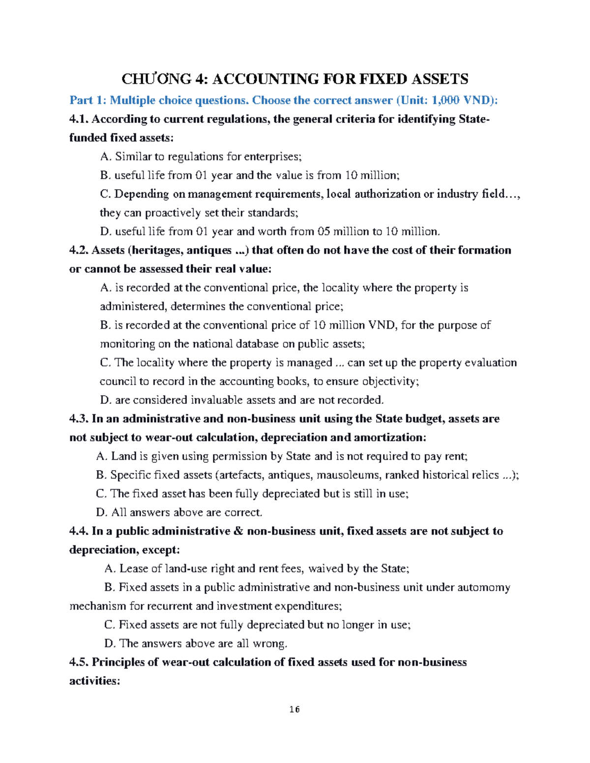 Exercises on Accounting for Fixed Assets - Chapter 4 (ACC 101) - Studocu