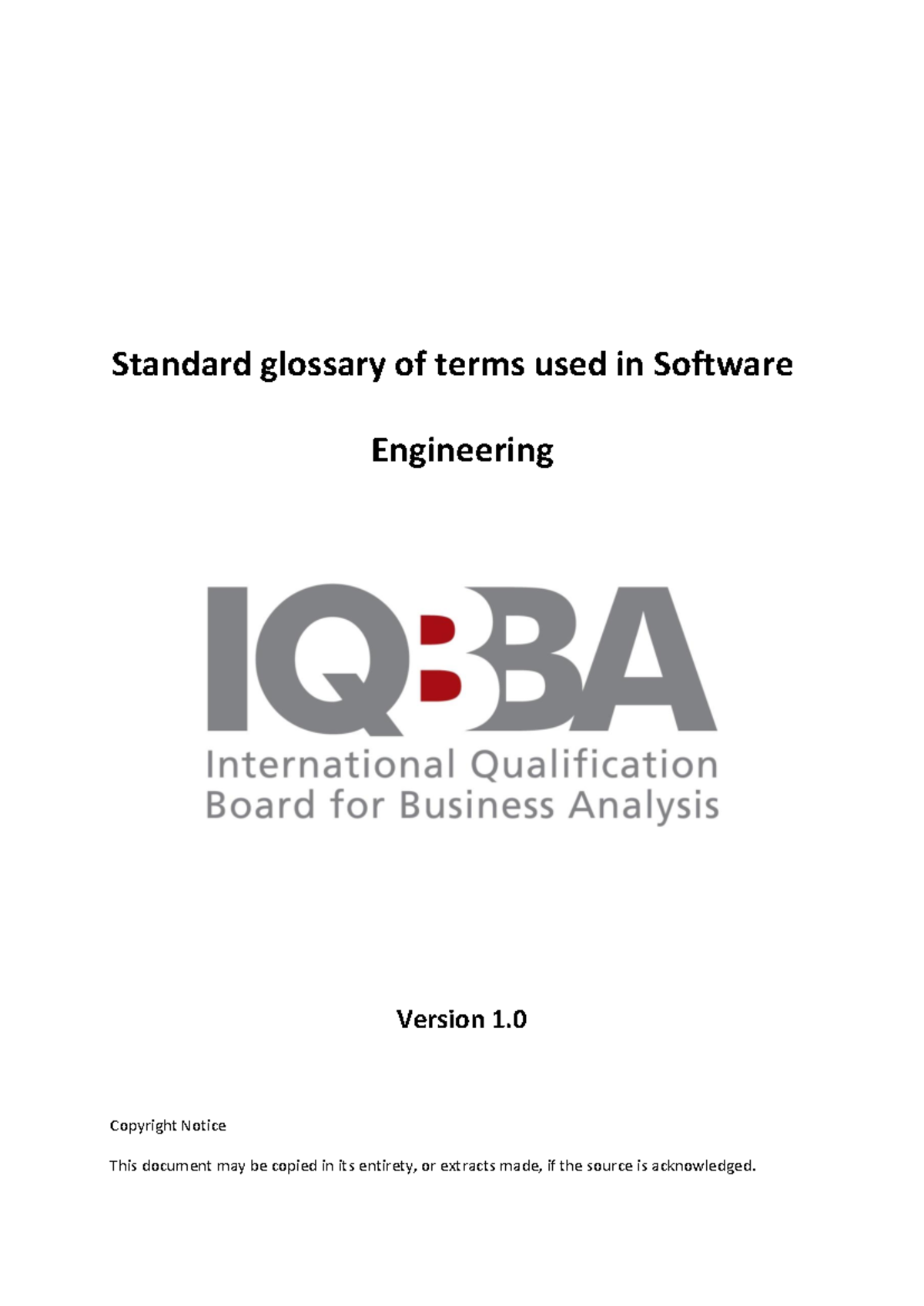 Standard glossary of terms used in Software Engineering 1 - Copyright ...