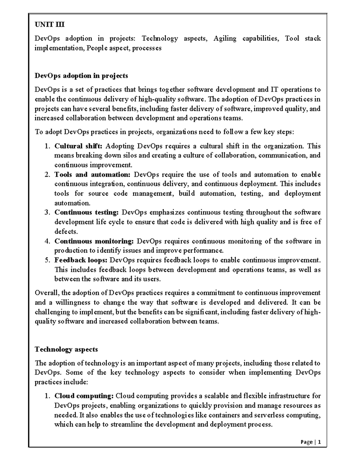R19 DevOps Unit 3: Adoption, Technology, Agile, People & Processes ...