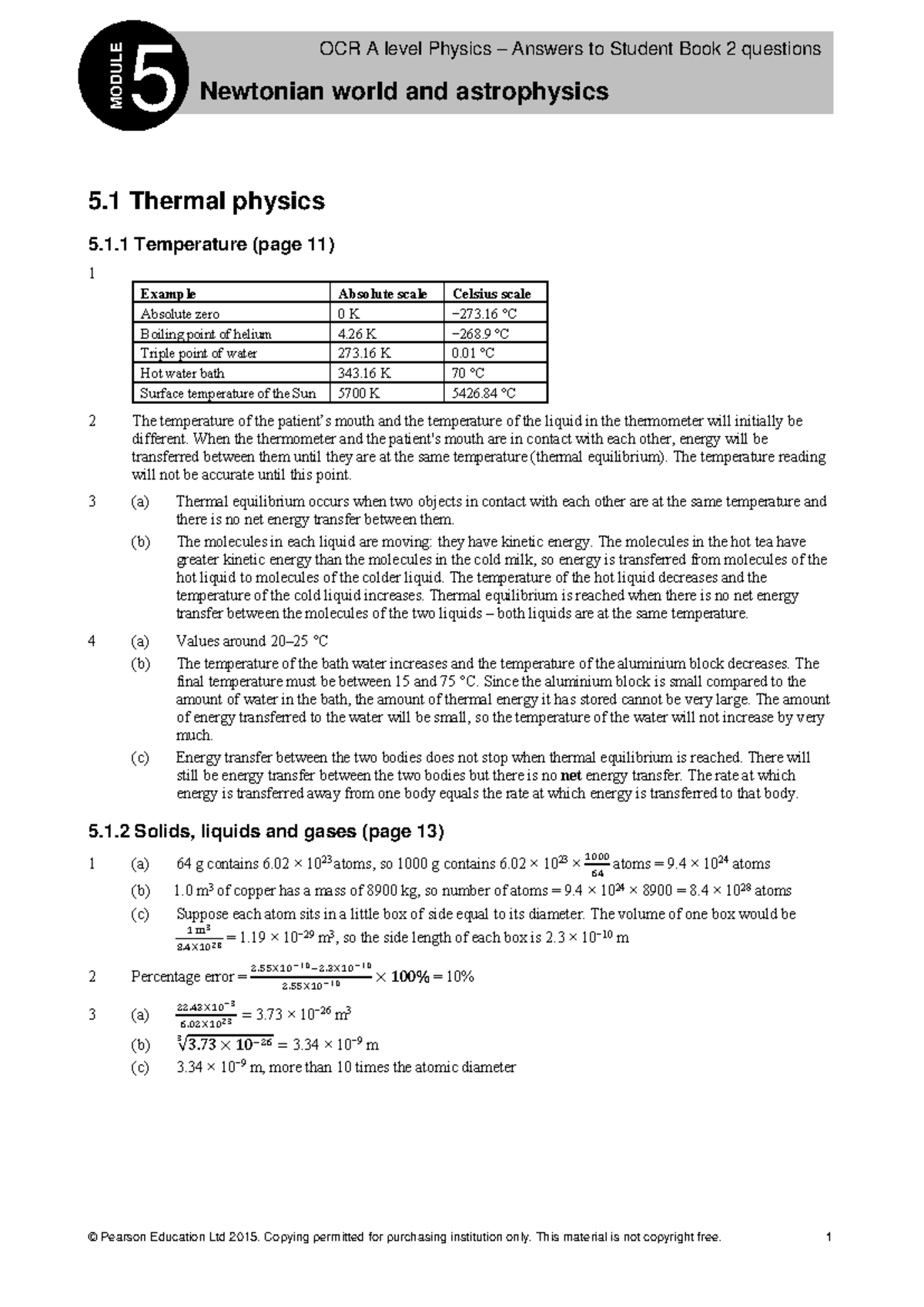 OCR A2 Physics Student Book 2 Answers: Thermal Physics & Astrophysics ...