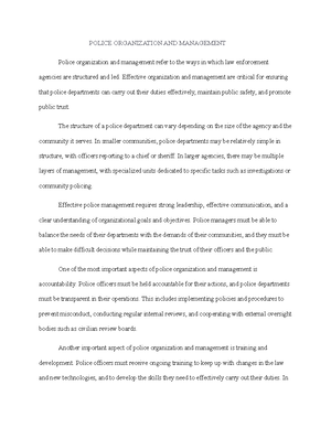 Police Organization AND Management Notes 2 - POLICE ORGANIZATION AND ...