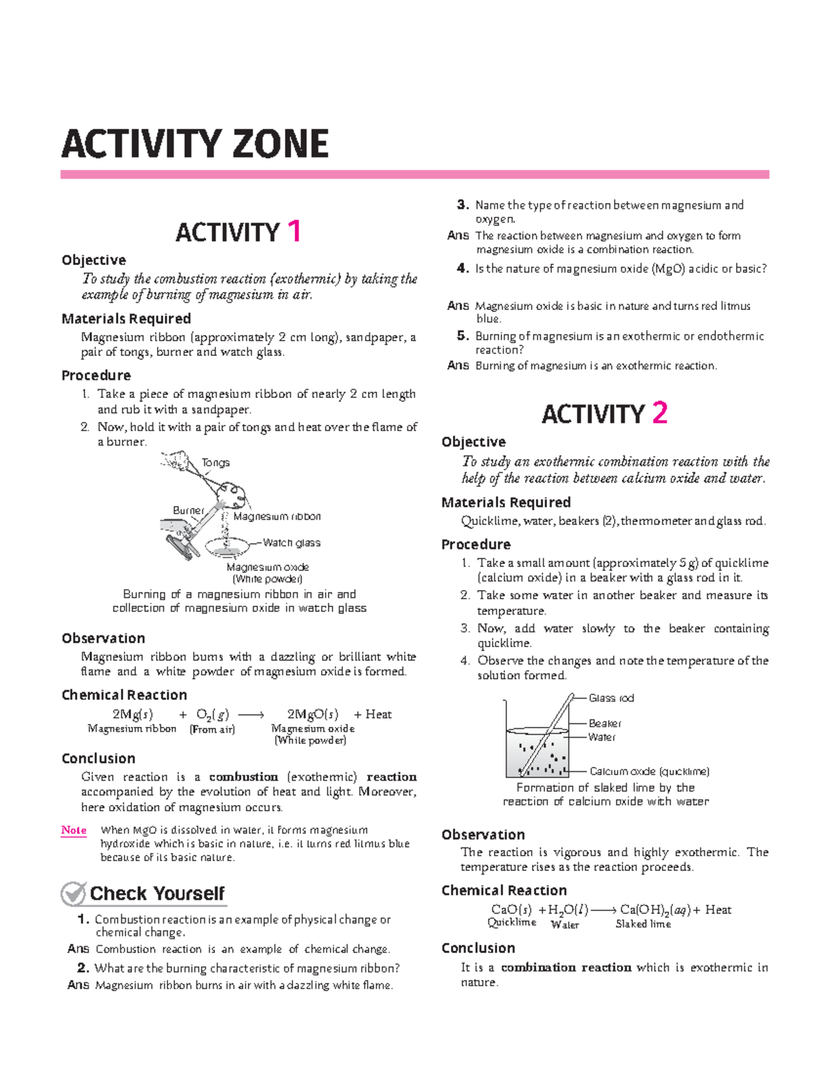 All activities : Chemical Equations and Reactions - ACTIVITY 1 ...