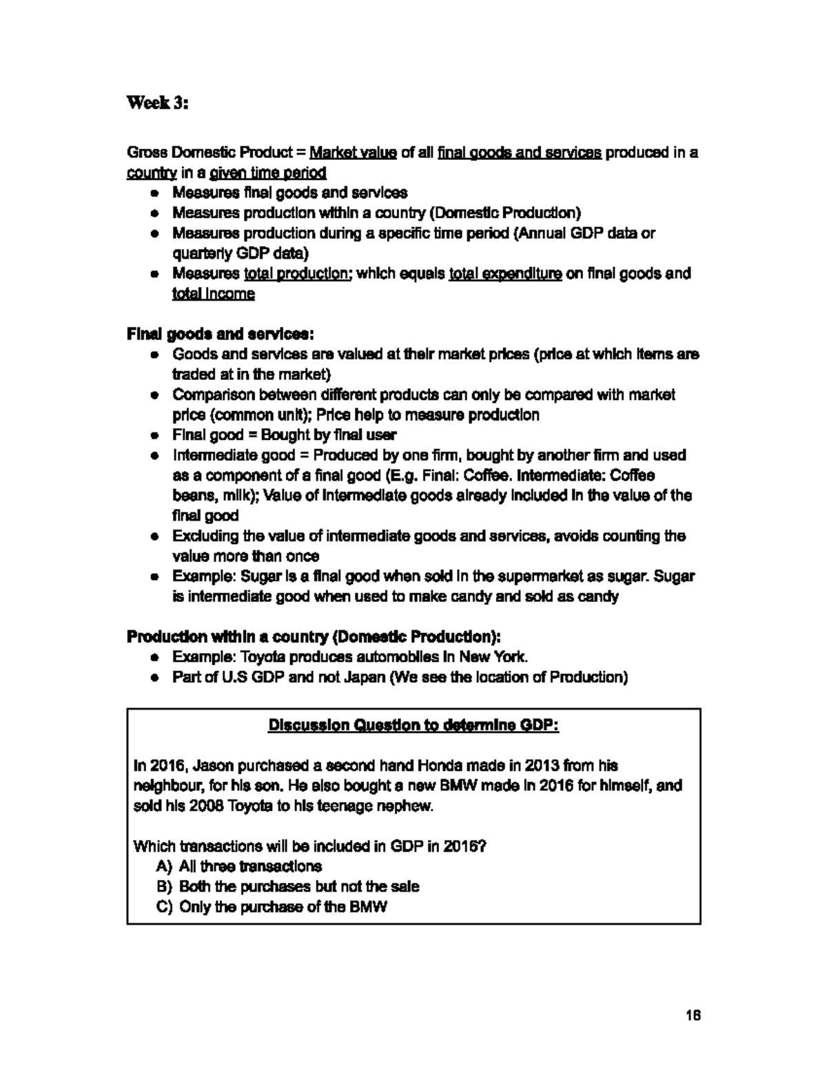 Week 3: GDP Overview and Key Concepts in Macroeconomics - Studocu