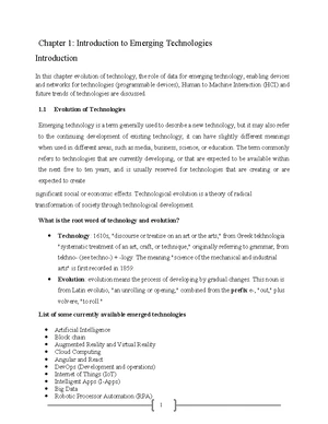 Chapter 1: Introduction to Emerging Technologies (ET 101) - Studocu