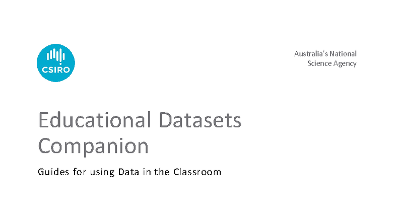 Educational Datasets Companion: Using Data in the Classroom - Studocu