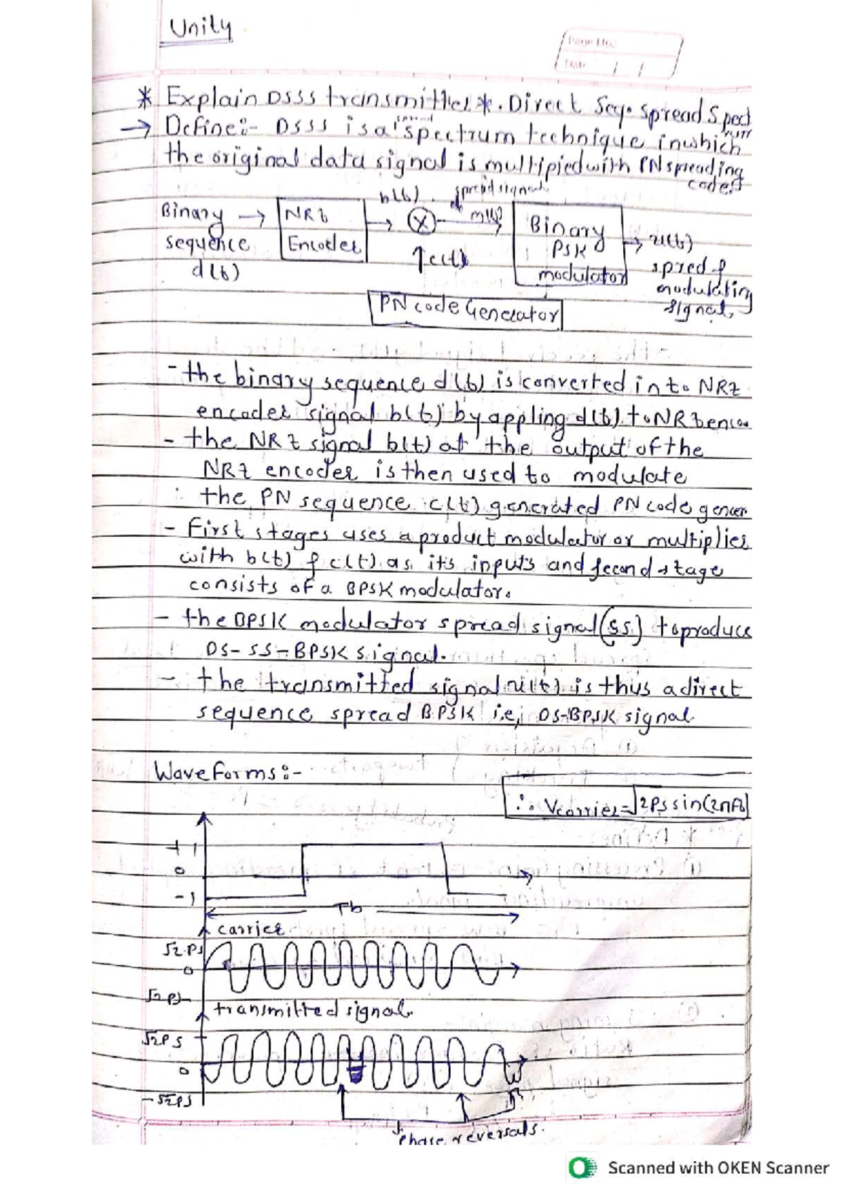 Unit 4 DCOM Micro: Notes on Direct Sequence Spread Spectrum Techniques ...