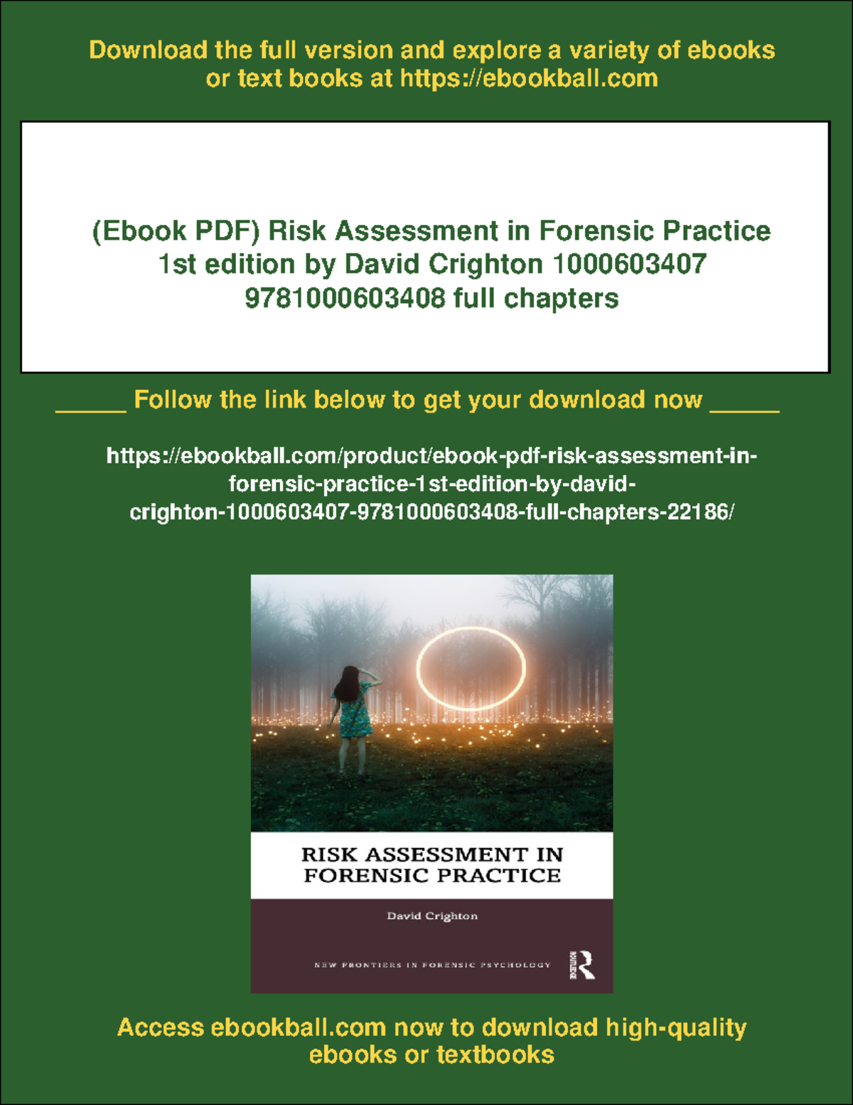 Risk Assessment in Forensic Practice (1st Ed) by David Crighton - eBook ...