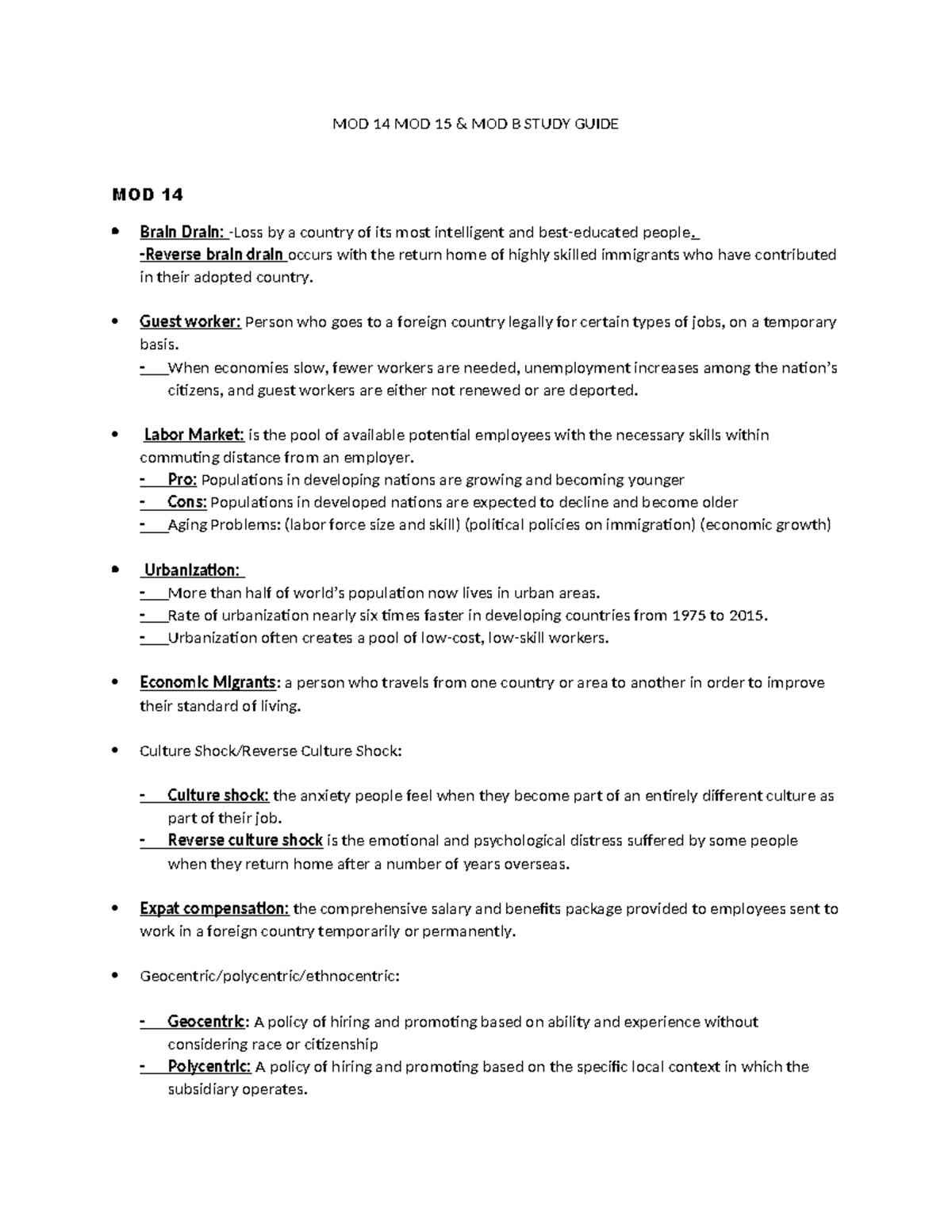 Export Strategies and Terms: MOD B Study Guide for International Trade ...