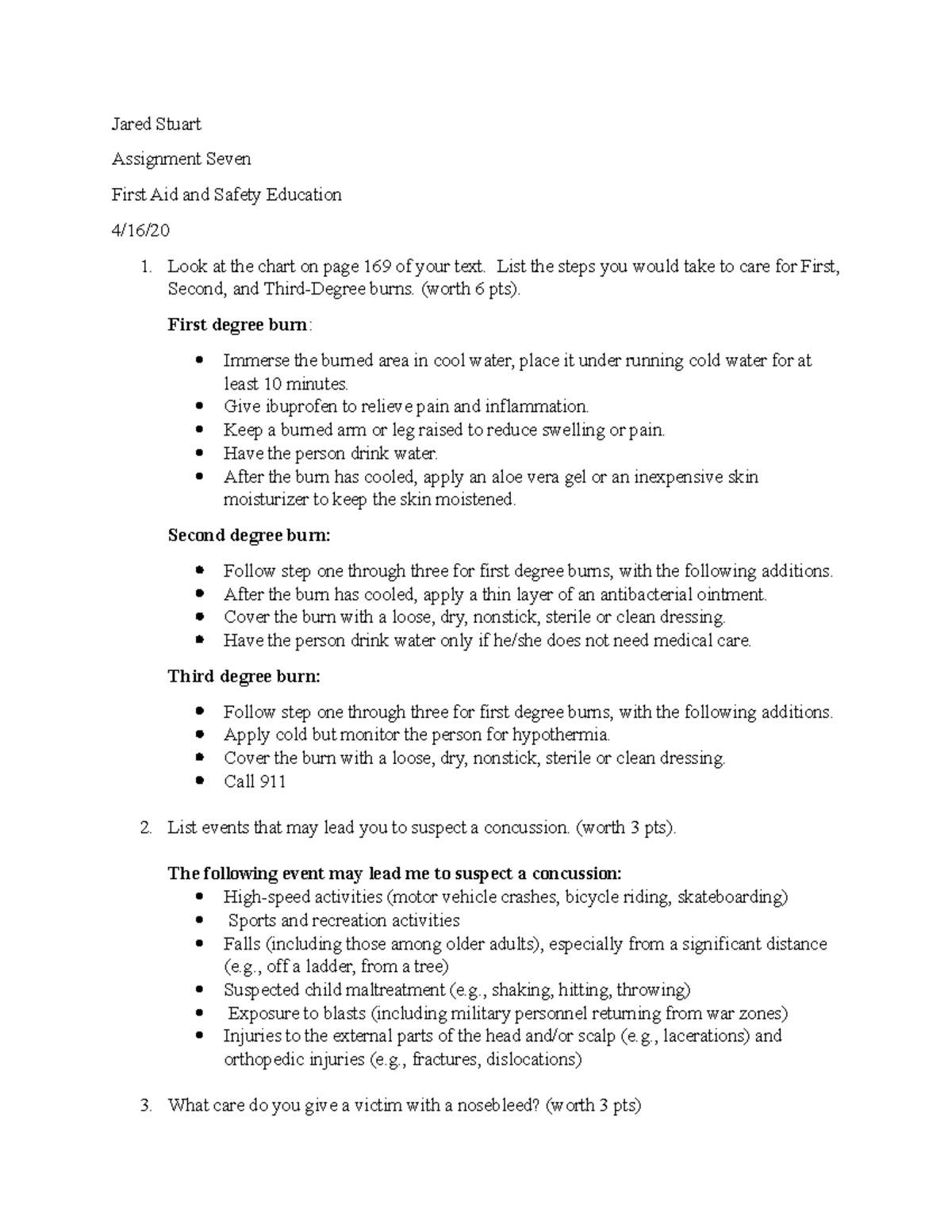 Hw 7 - First Aid & Safety Education Online Assignment Summary - Studocu