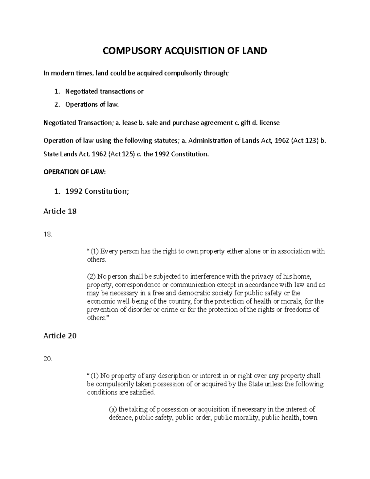 Compulsory Acquisition of Land in Ghana: Legal Framework and Case Law ...