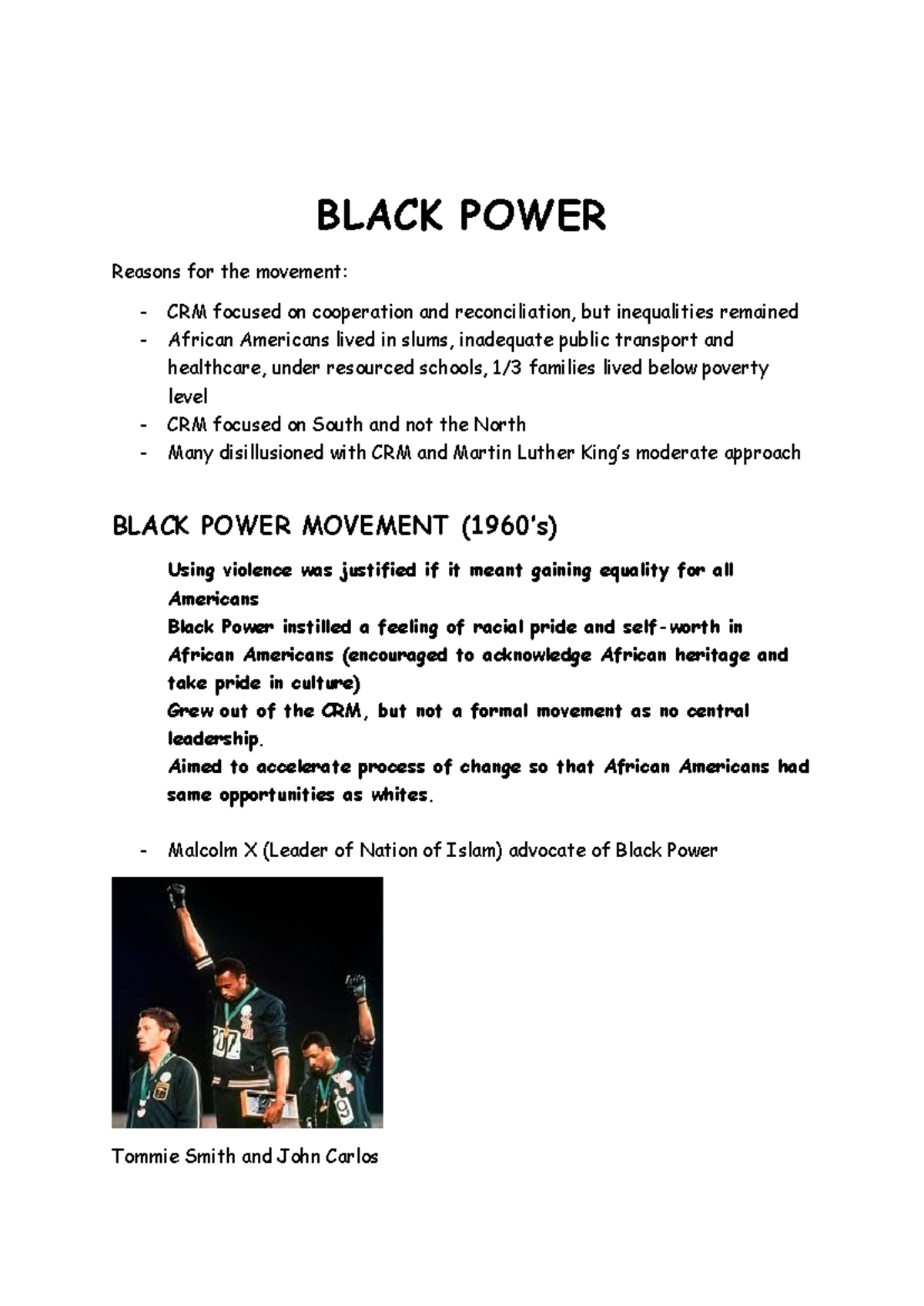 Black Power Movement Overview: Causes, Leaders, and Impact - Studocu