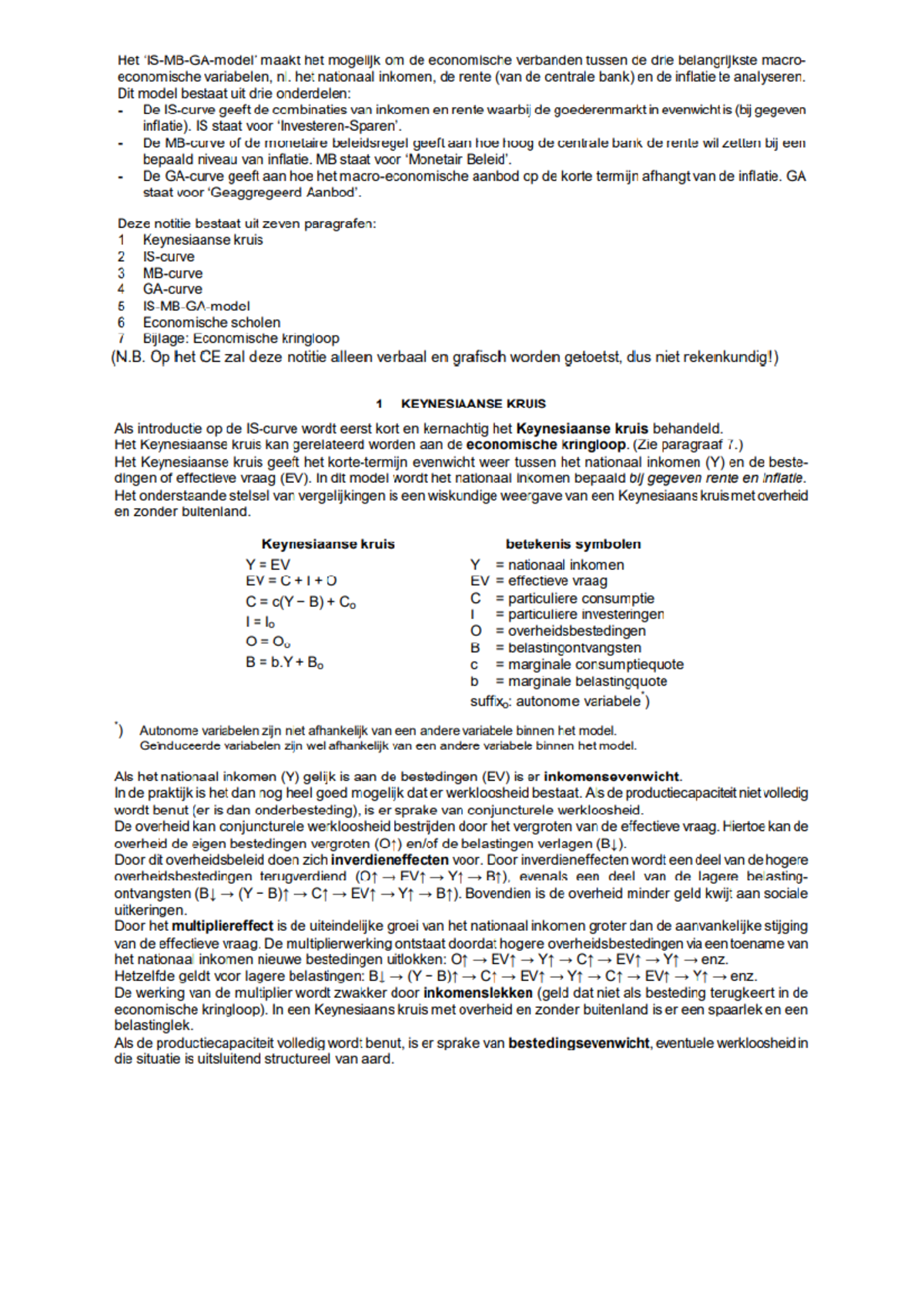 Uitgebreide Samenvatting IS-MB-GA Model VWO6 - Economische Variabelen ...