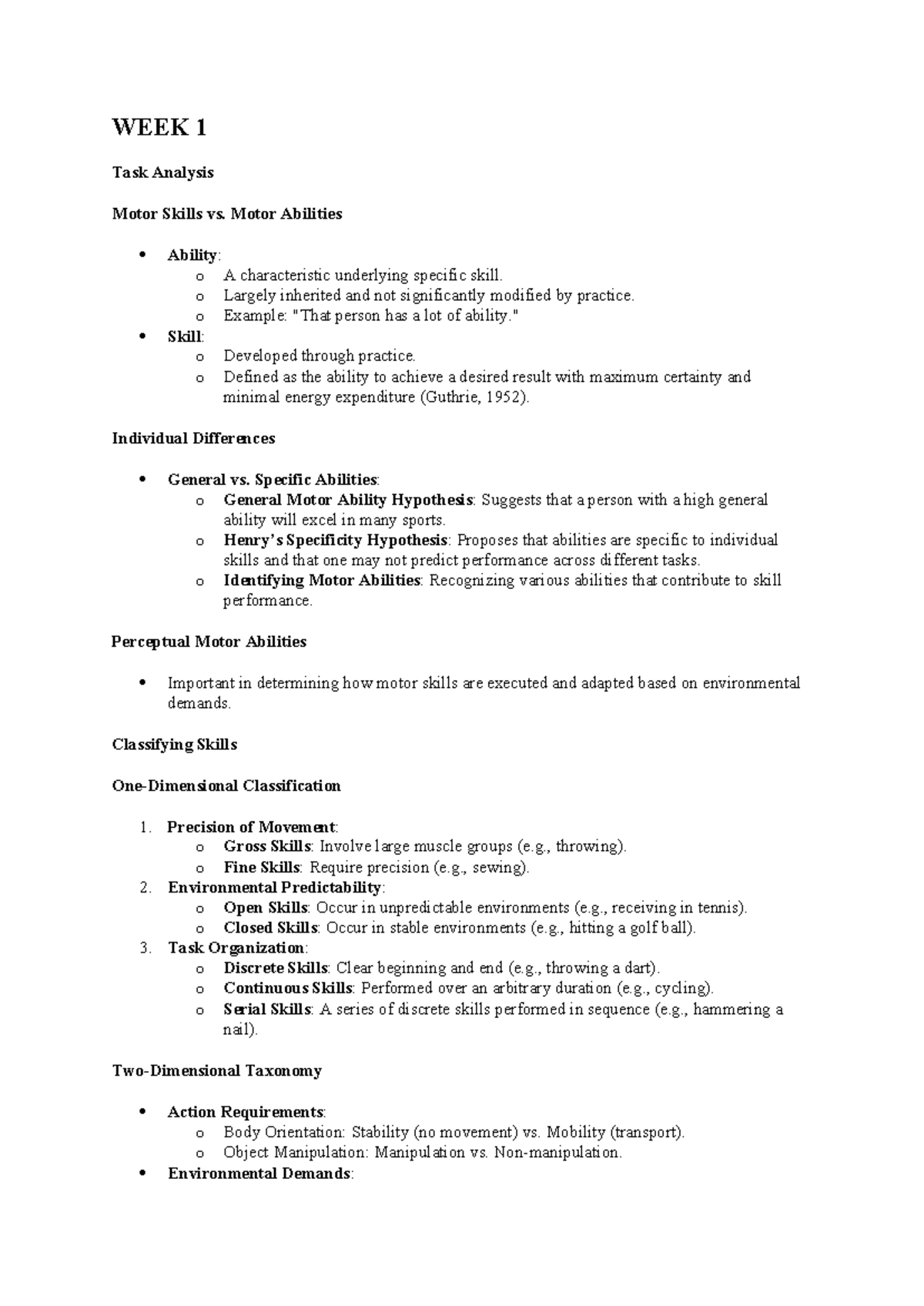 Motor Skills & Abilities: Key Concepts in Learning & Performance - Studocu