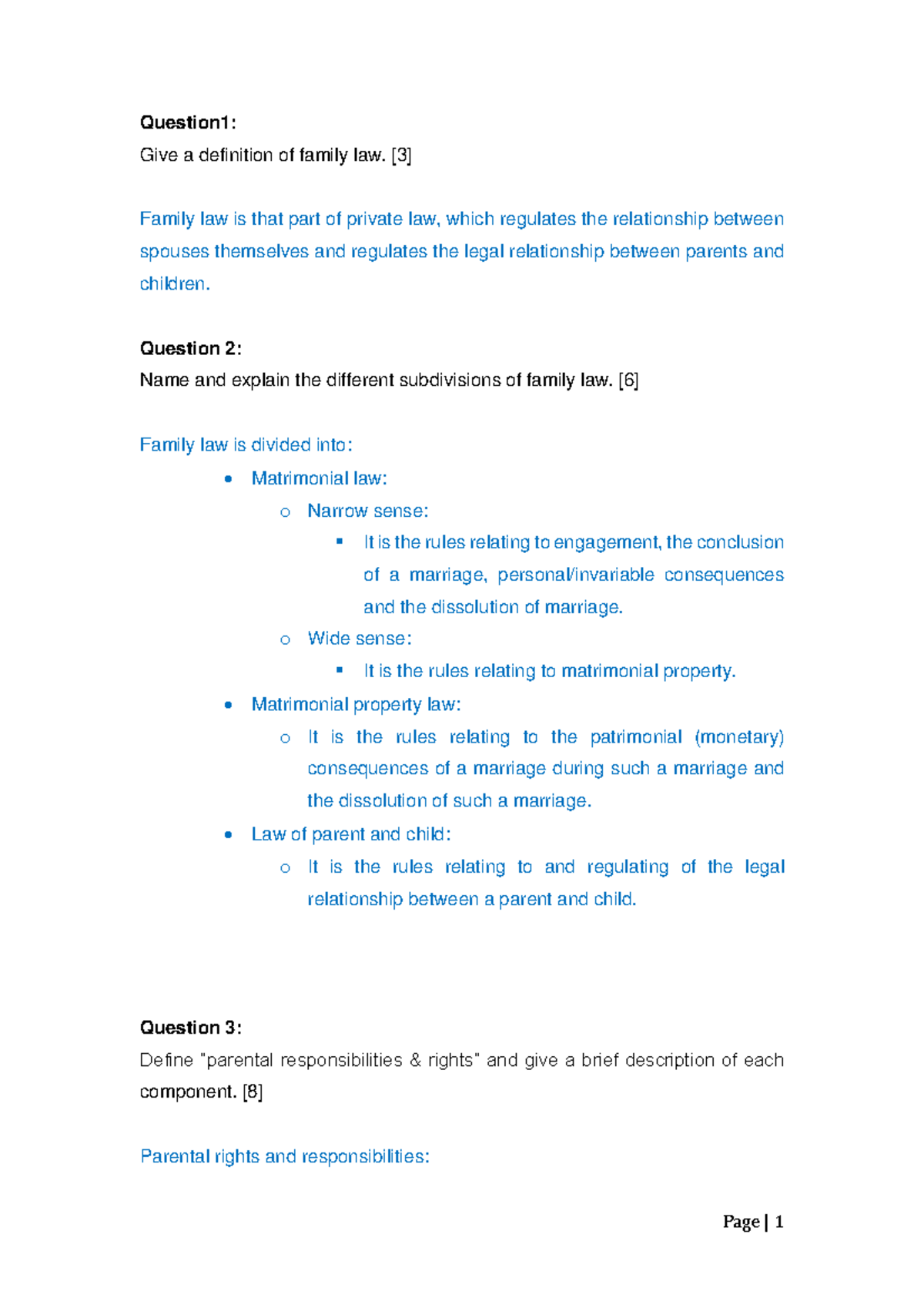 Past Family Law Exam Papers Compiled Insights And Discussions Studocu