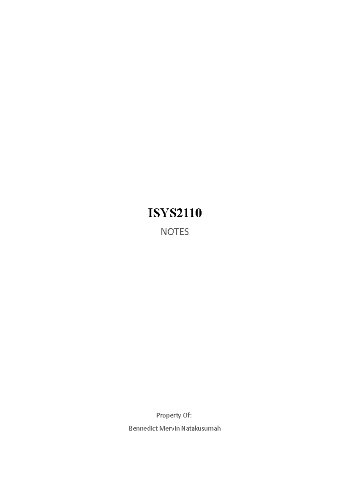 ISYS2110 Lecture Notes on Systems Analysis & Design Concepts - Studocu