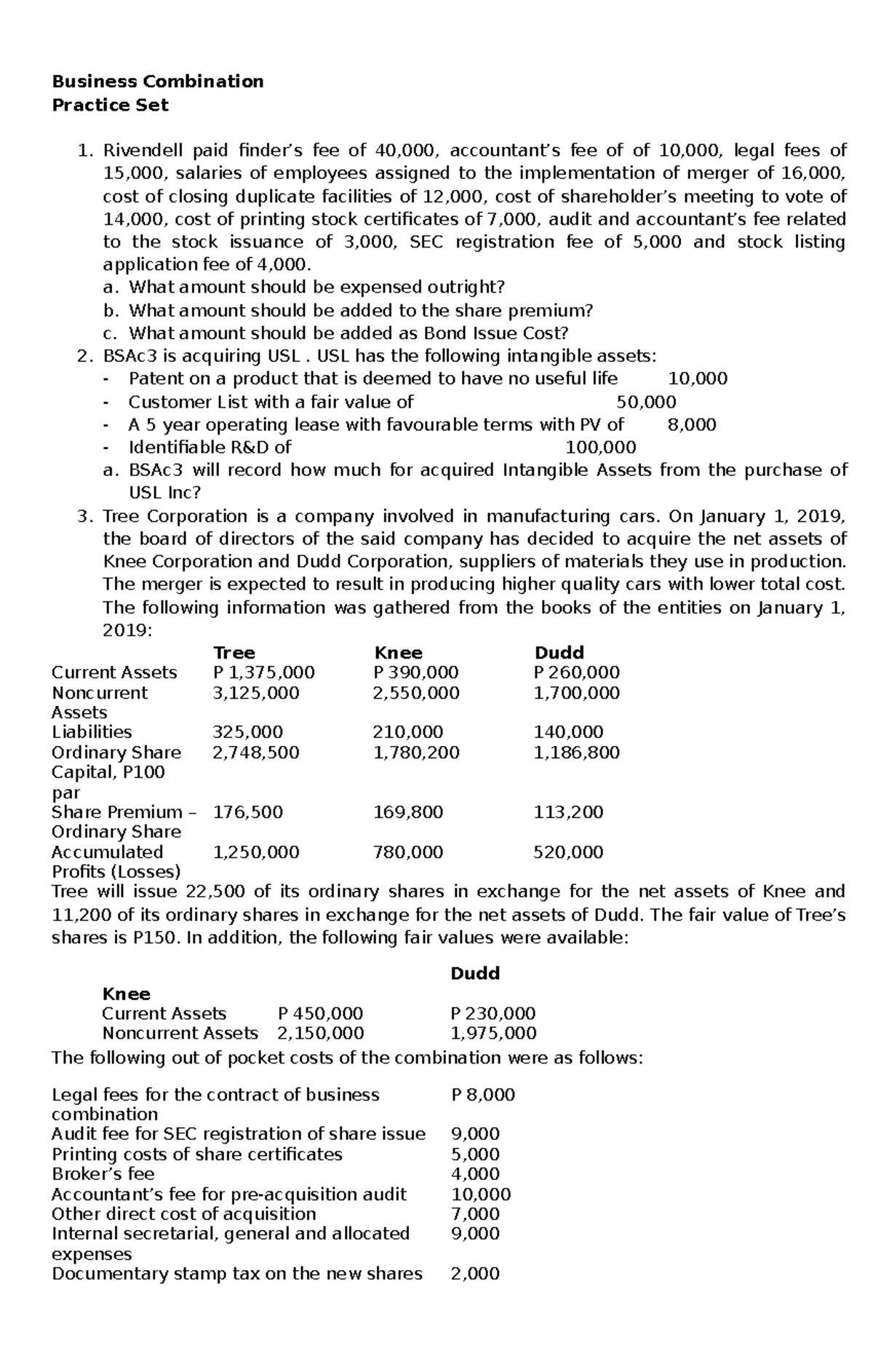 Business Combination Practice Set 1 ABC - FFFF Analysis and Solutions ...
