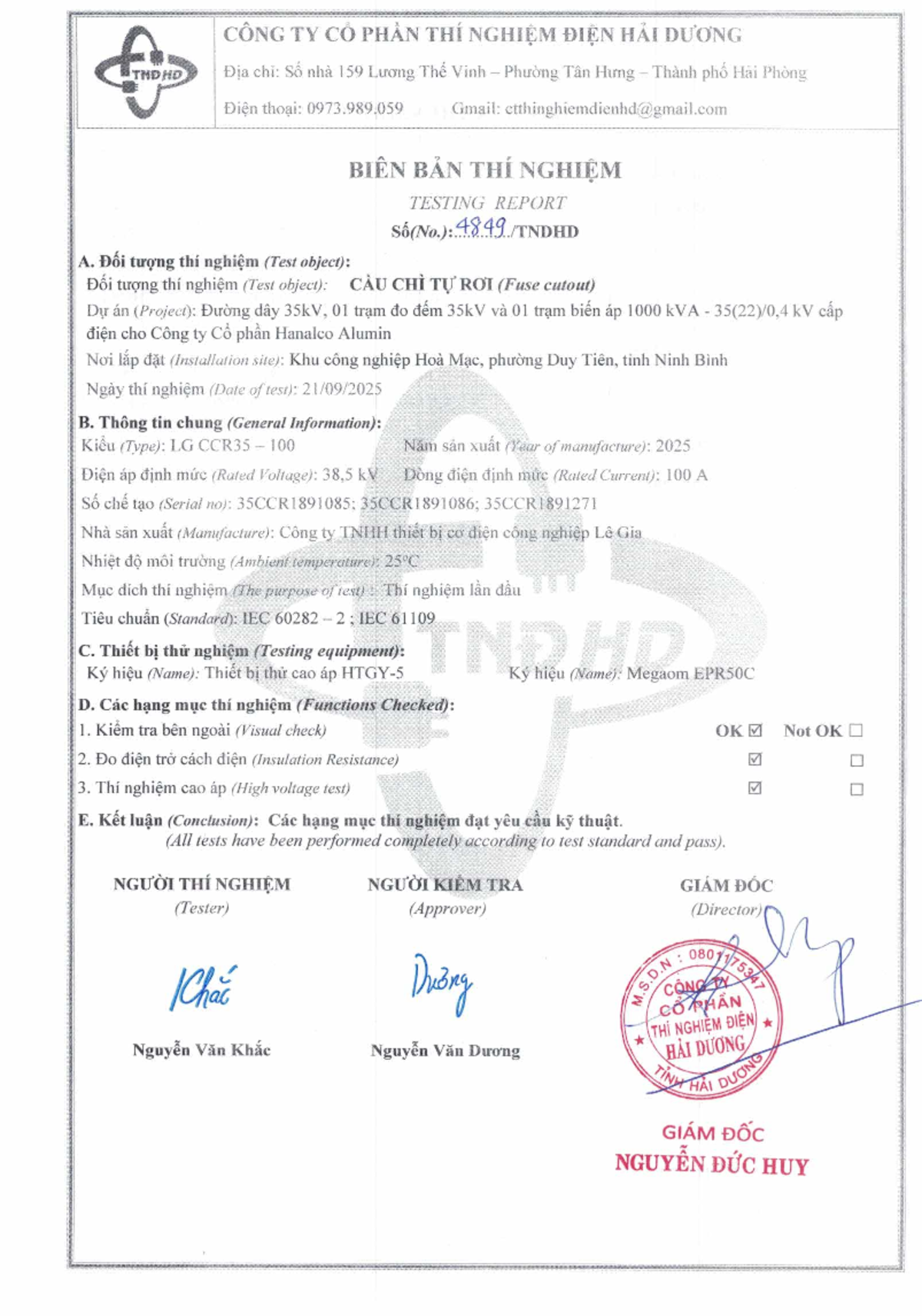 Testing Report for Fuse Cutout - Project CCI 000398 - Studocu