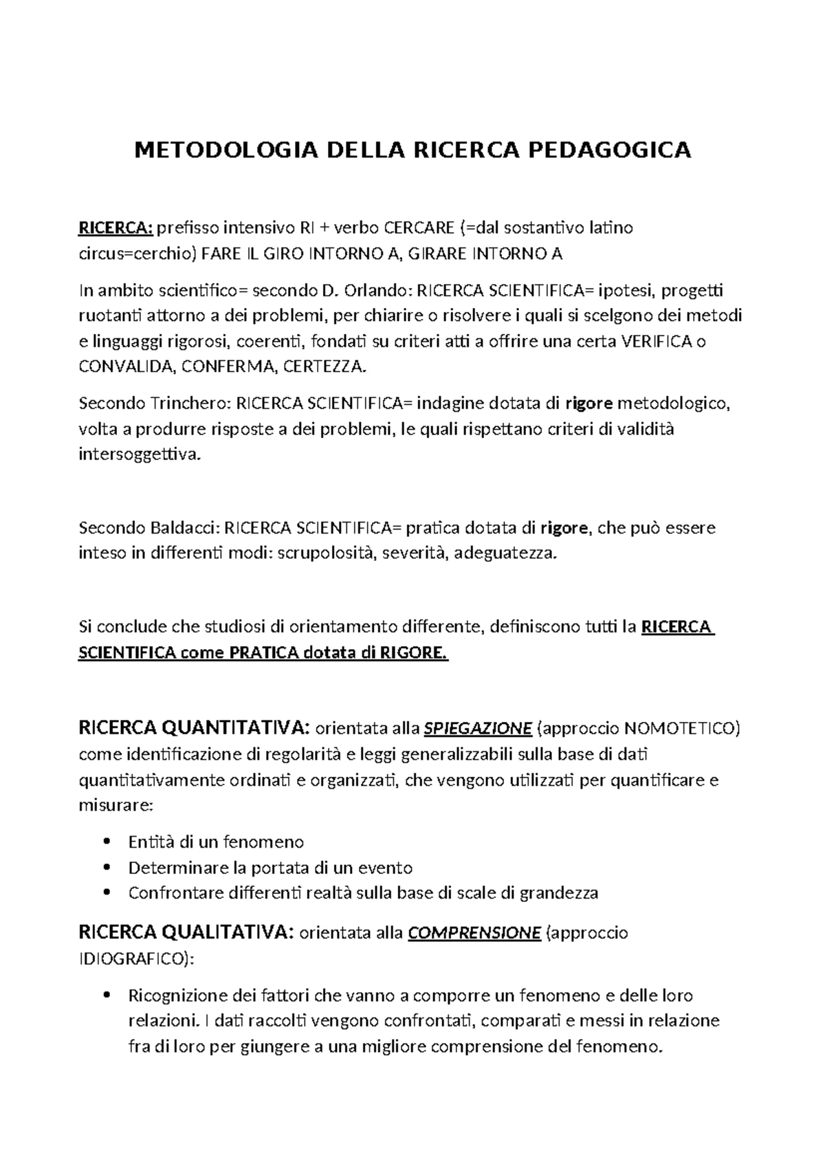 Appunti metodologia della ricerca pedagogica - 2. Come si studia ...