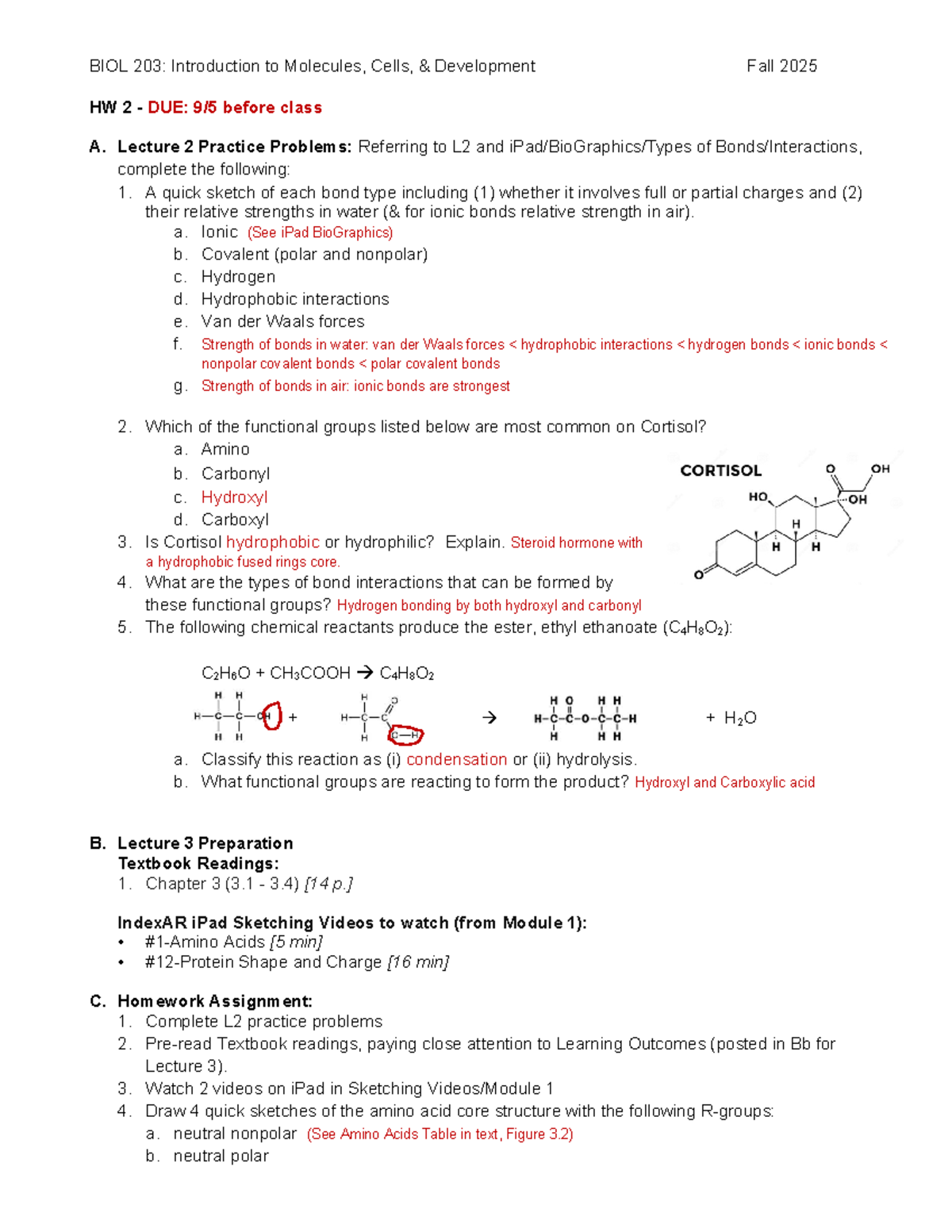 BIOL 203: HW 2 Practice Problems & Lecture Prep Guide Fall 2025 - Studocu