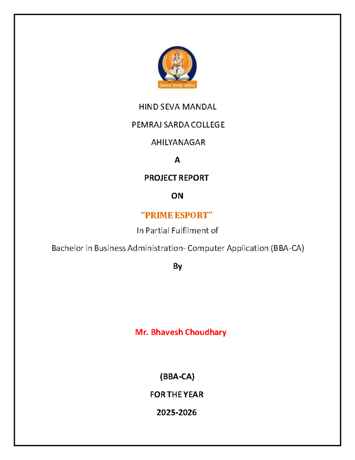 Project Report on Prime Esport Tournament Management System - TY BBA(CA ...