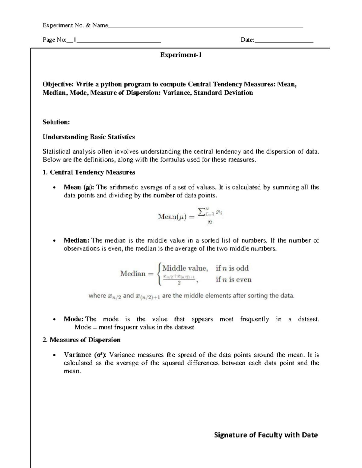 BCAI651 Lab Manual: Python Programs for Statistical Analysis and ML ...