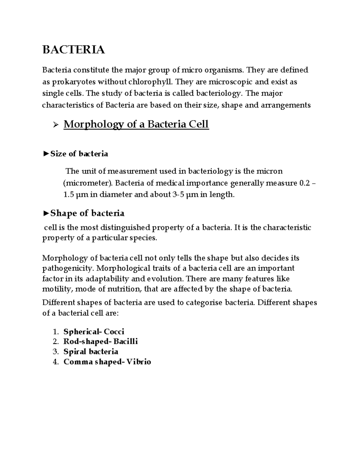 Microbiology Study: Bacteria Morphology and Growth (BIO101) - Studocu