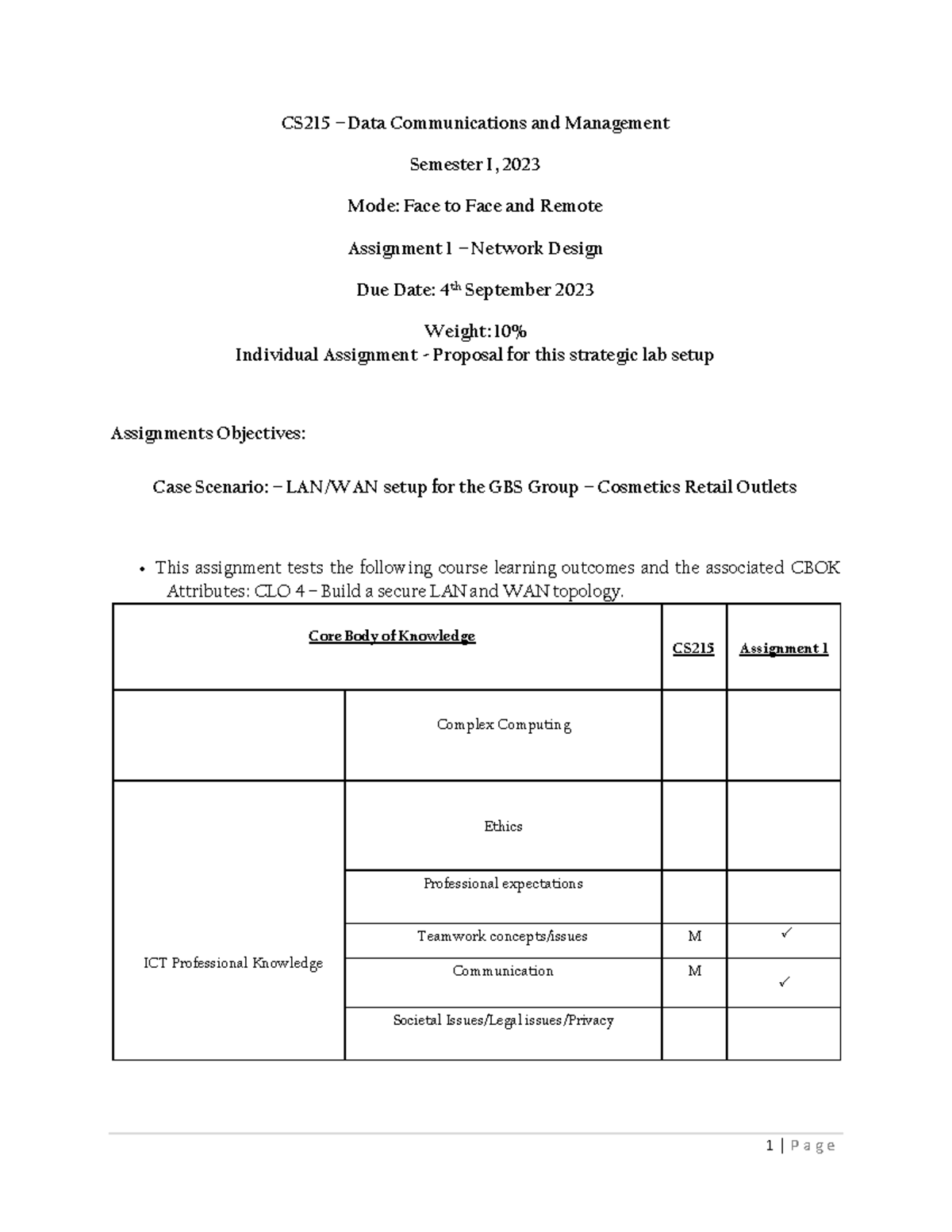 Assignment 1 CS215 S22023 - CS215 – Data Communications and Management ...