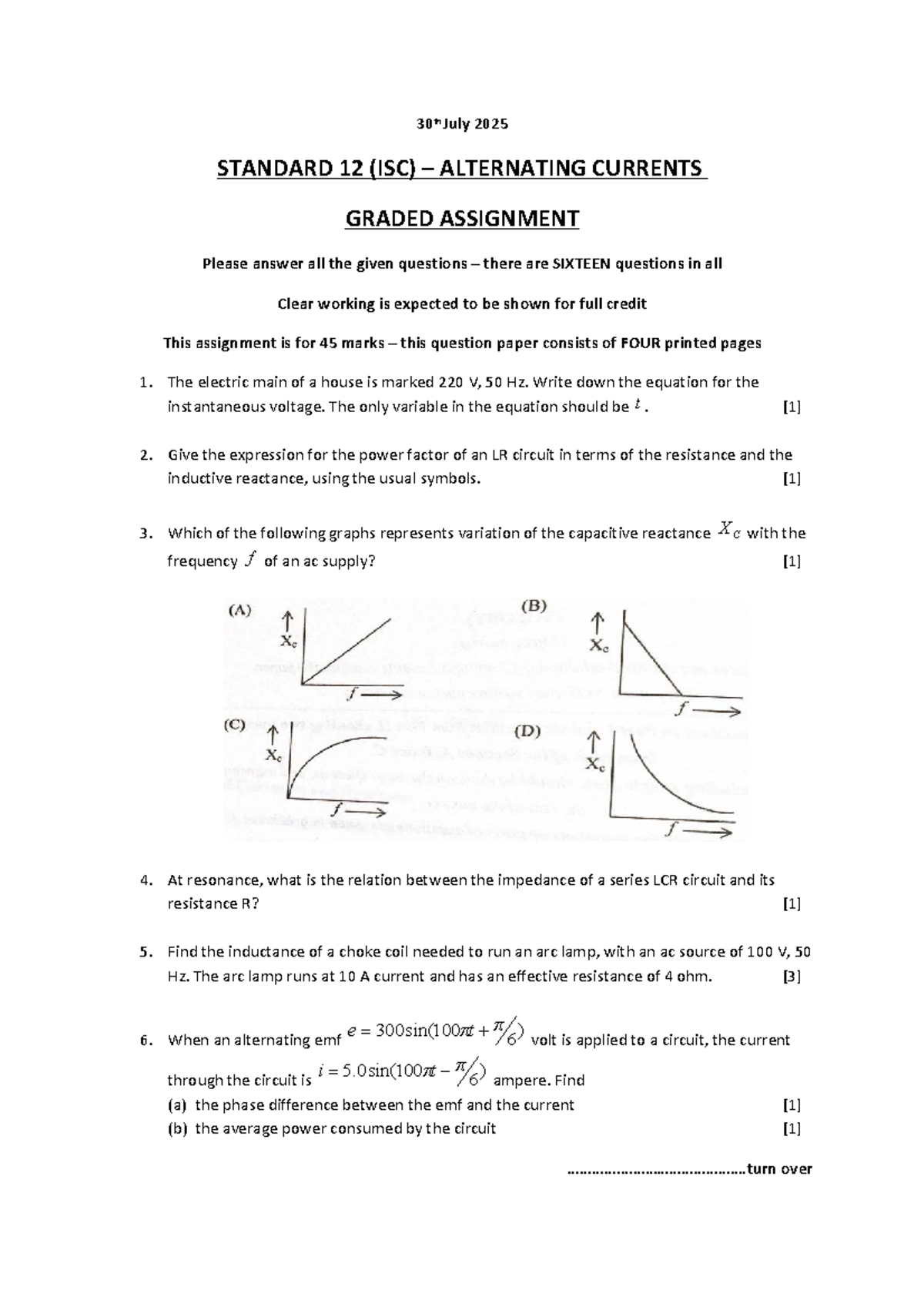 AC Graded Assignment for Standard 12 (ISC) - July 2025 - Studocu