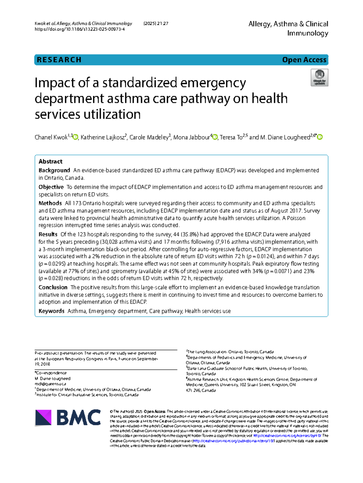 Impact of ED Asthma Care Pathway on Health Services Utilization (2025 ...