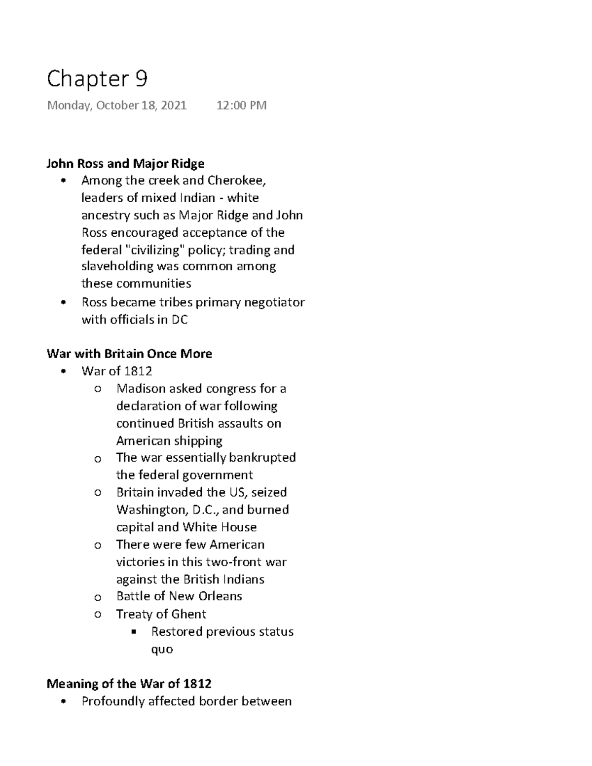 Chapter 9 - Lecture notes Ch 9 - John Ross and Major Ridge Among the ...