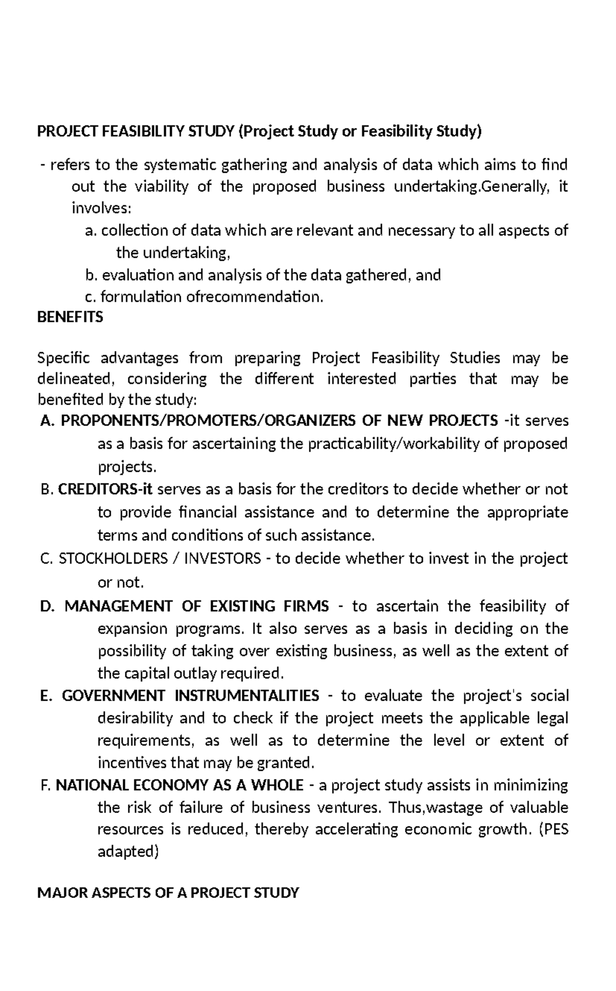 FS-Guide: Comprehensive Project Feasibility Study Overview - Studocu