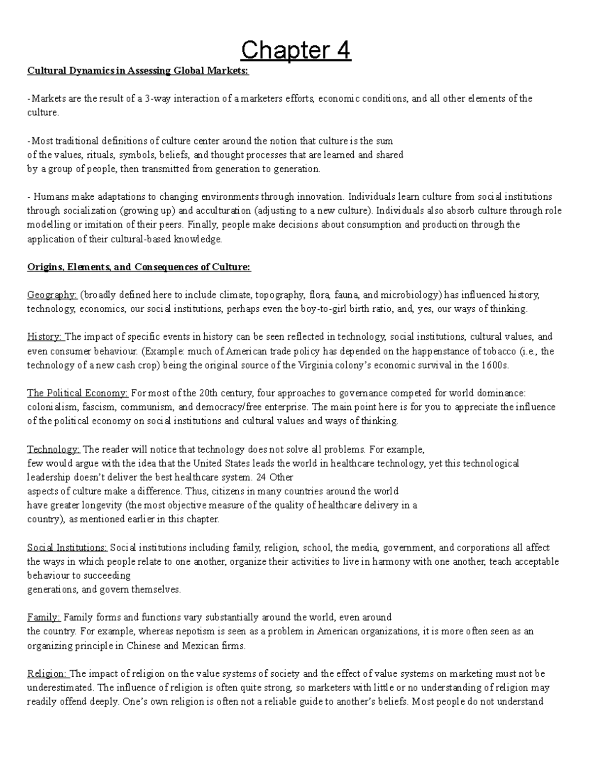 Chapter 4 - Chapter 4 Cultural Dynamics in Assessing Global Markets ...