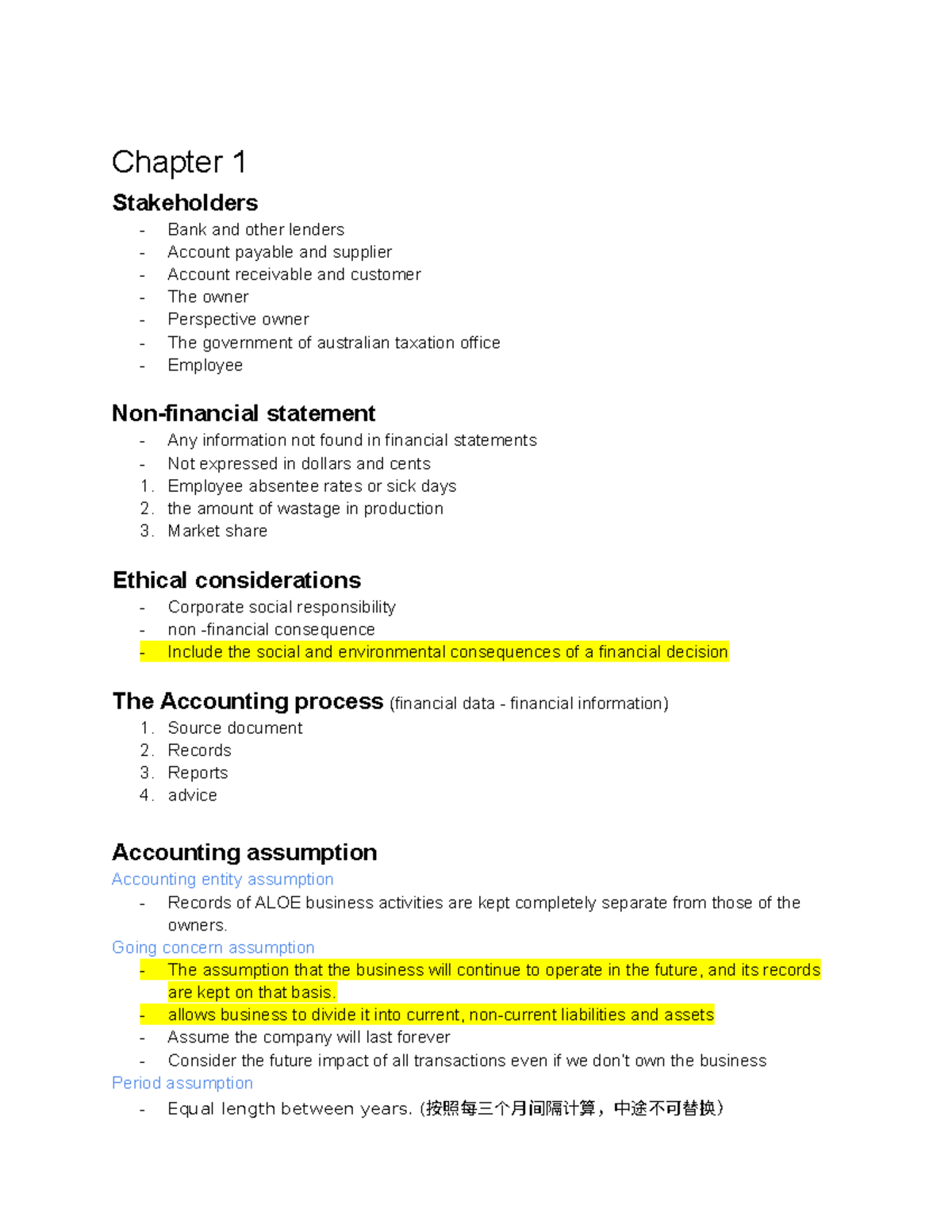Accounting Unit 1&2 - Semester 1 Final revision - Chapter 1 ...