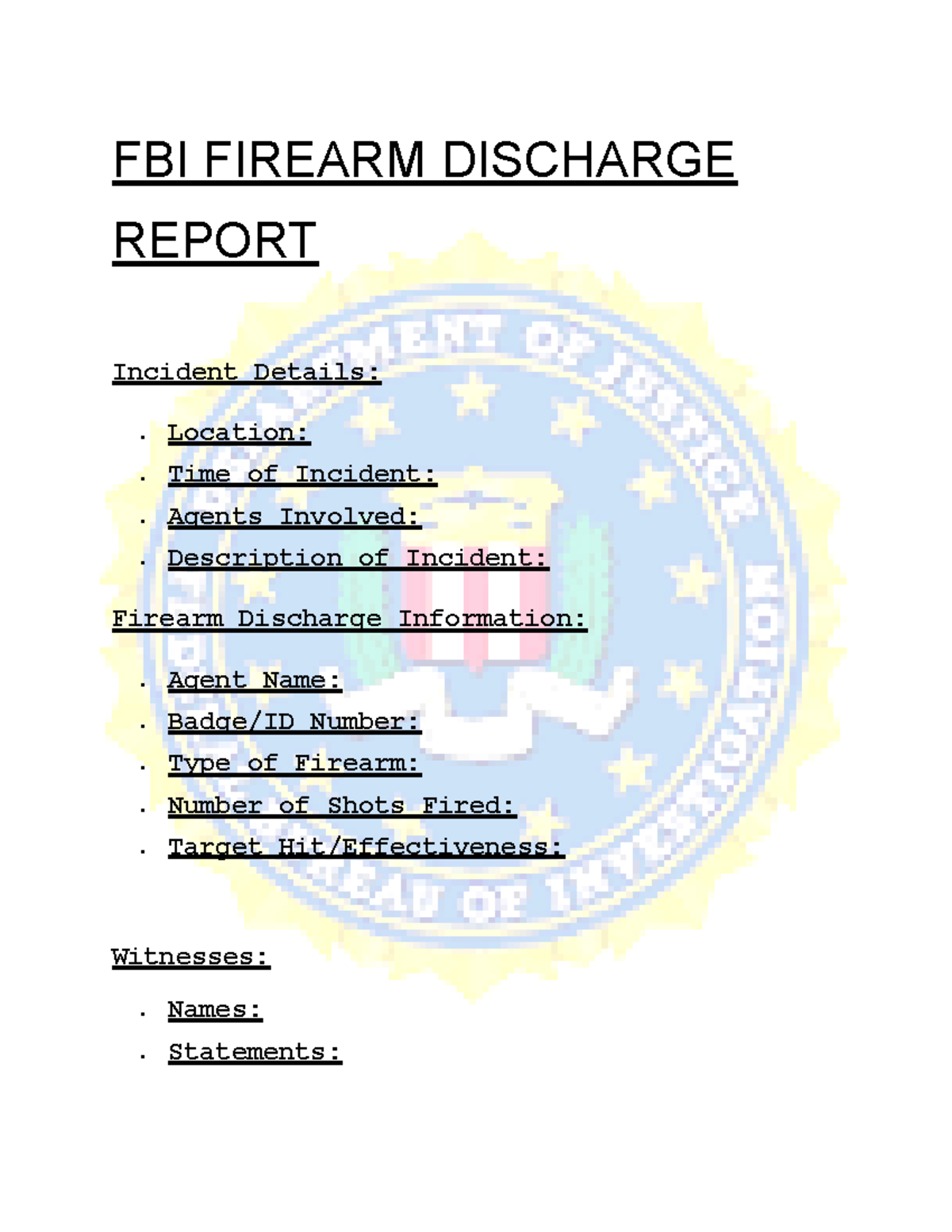 FBI Firearm Discharge - Dont Open not real notes - BI-325 - FBI FIREARM ...