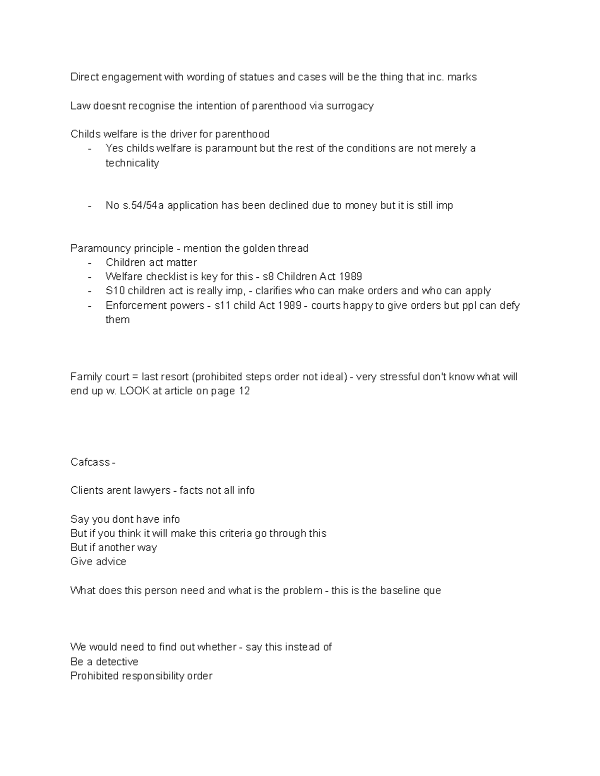 Family Law Final Notes: Key Principles and Case Analysis - Studocu