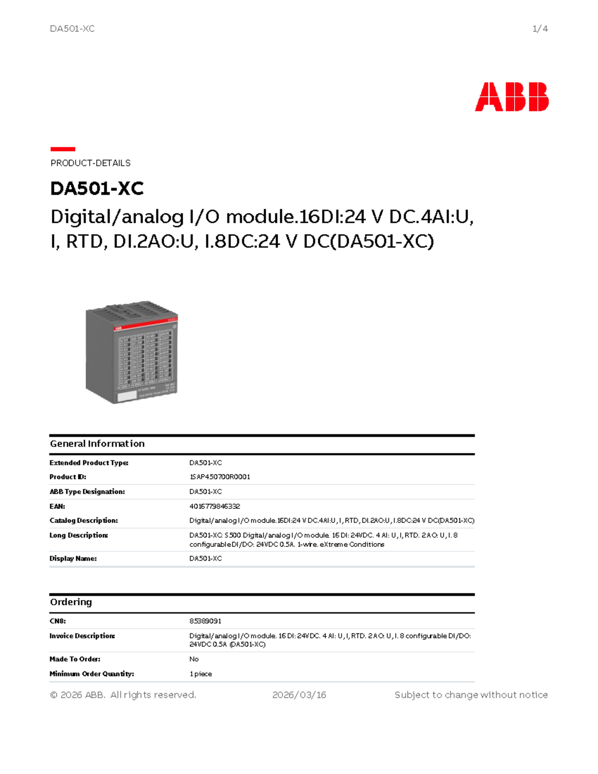 S500 Module 16DI:24VDC & 4AI:U, I, RTD Technical Info - Studocu