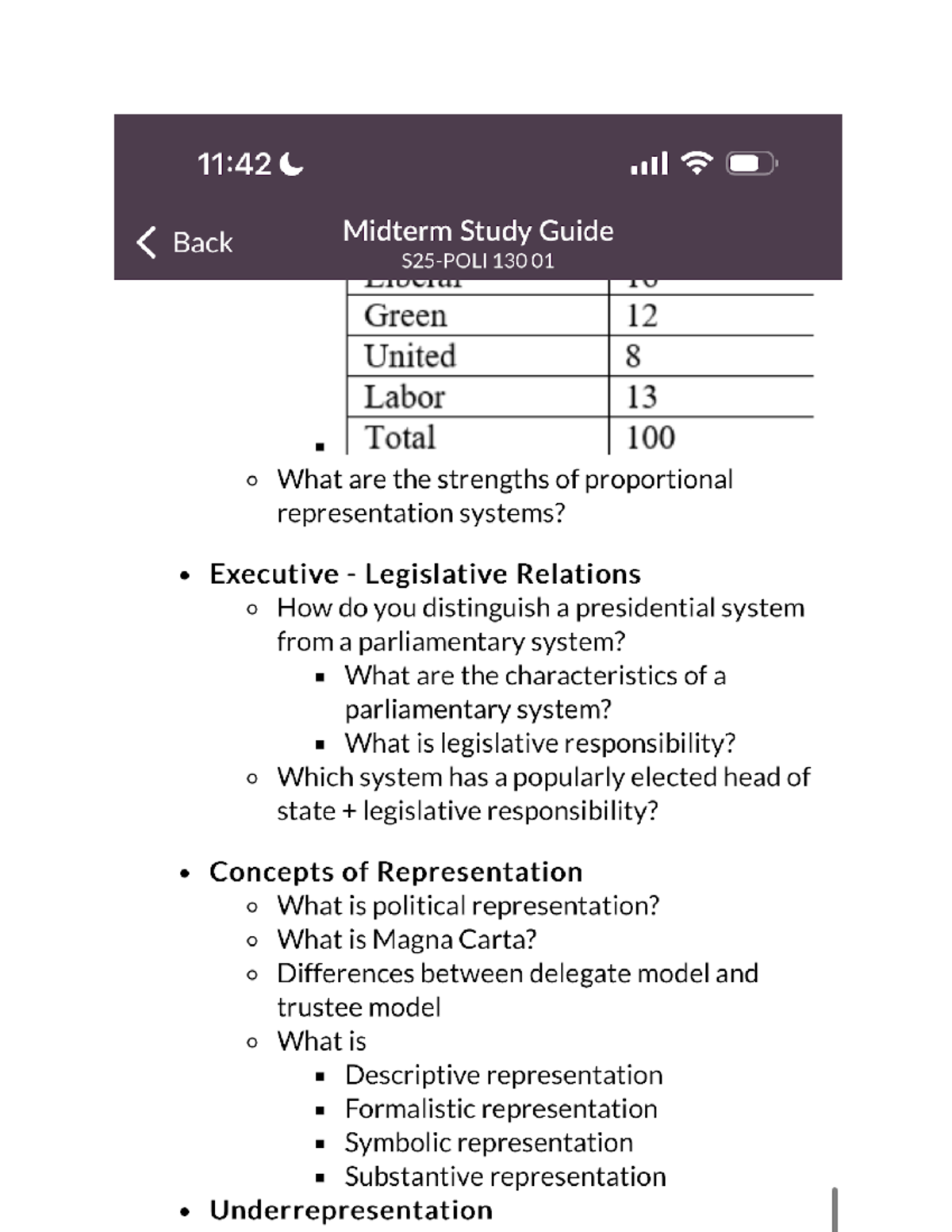 Poli 130 Midterm Exam Review Notes - 11:42 C Back Midterm Study Guide ...