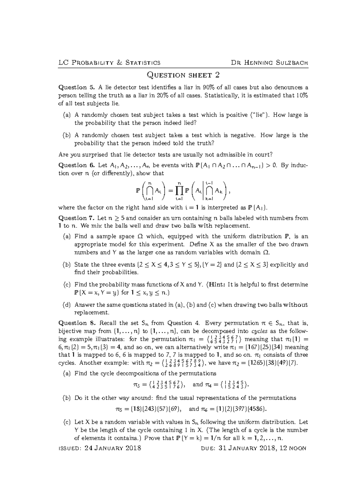 Probability and Statistics Questions - Studocu