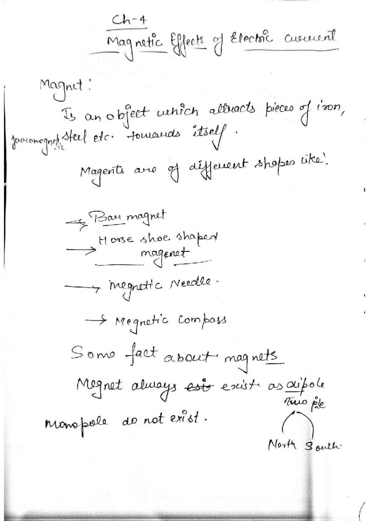 Class 10 Physics Chapter 4: Magnetic Effects of Electric Current - Studocu